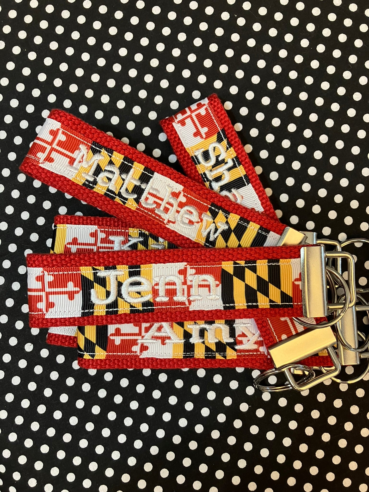 Personalized Maryland Flag Key Fob or Wristlet - 2 sizes available ** Free Embroidery Available**