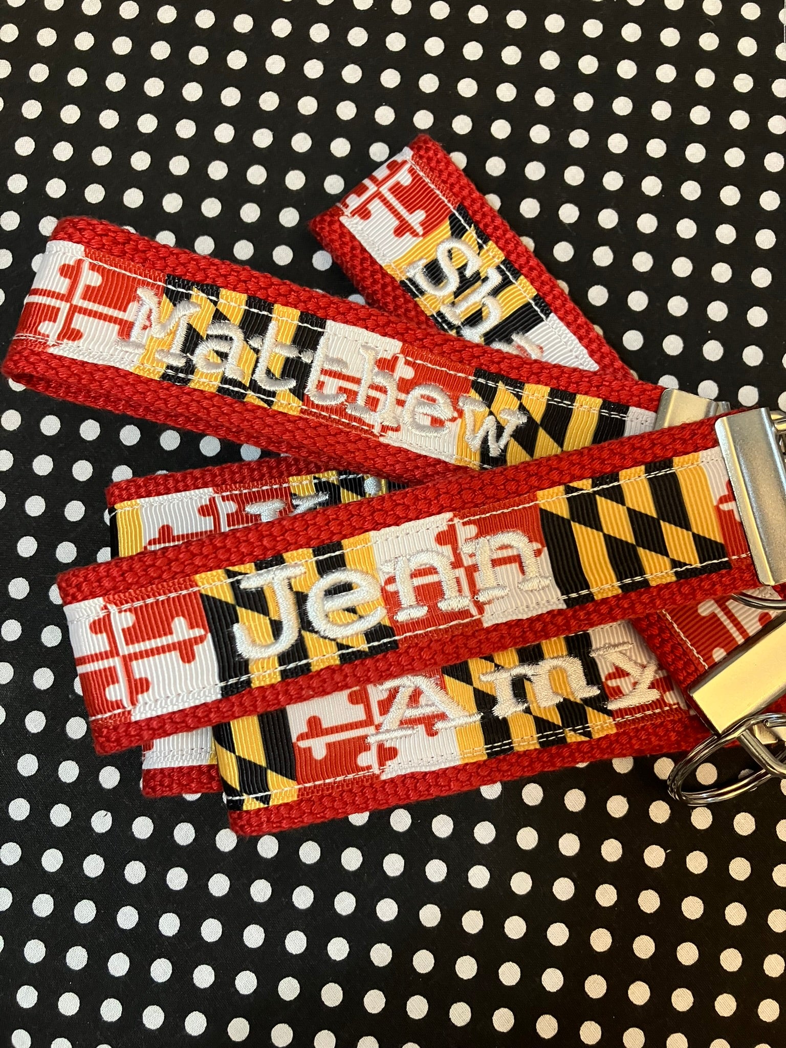 Personalized Maryland Flag Key Fob or Wristlet - 2 sizes available ** Free Embroidery Available**