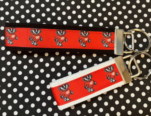 Personalized College / University  Inspired Keychain, key fob, luggage, alumni, merch  -  University of Wisconsin 2 sizes available  ** Free Embroidery**