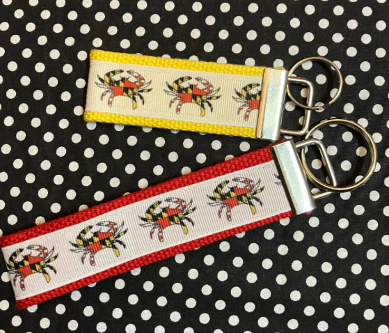 Personalized Maryland Flag Crab inspired Key Fob or Wristlet - 2 sizes available ** Free Embroidery Available**