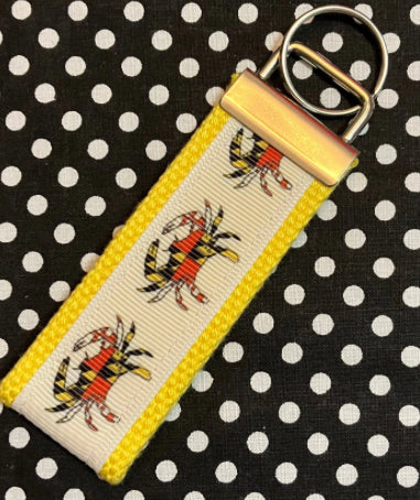 Personalized Maryland Flag Crab inspired Key Fob or Wristlet - 2 sizes available ** Free Embroidery Available**