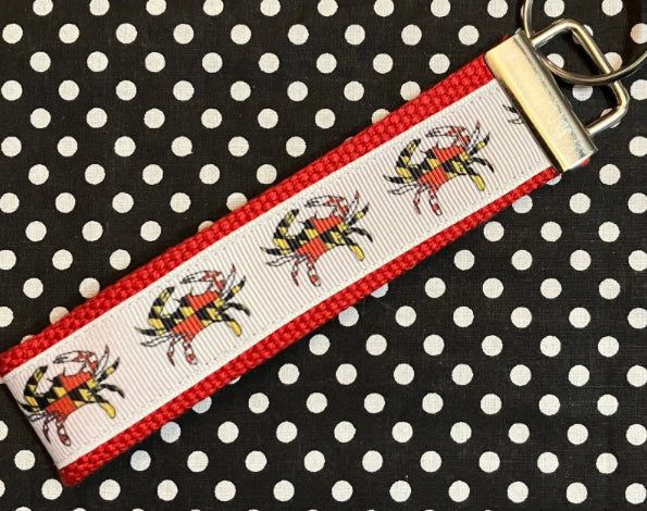 Personalized Maryland Flag Crab inspired Key Fob or Wristlet - 2 sizes available ** Free Embroidery Available**