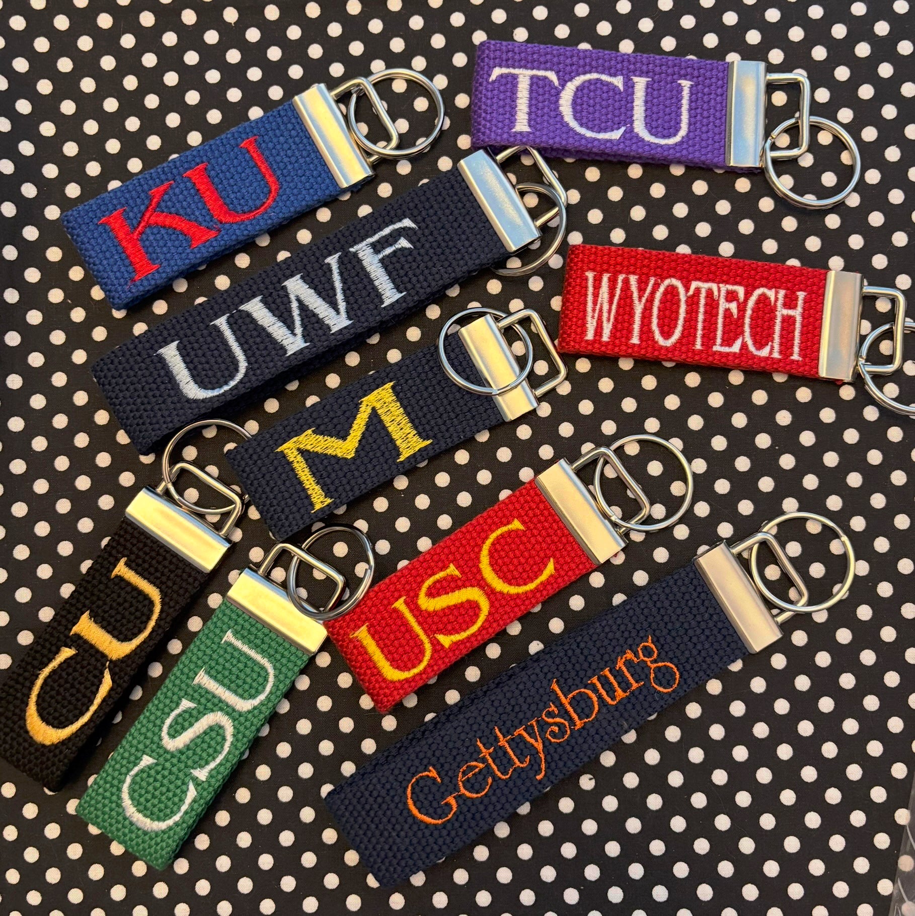 NAME YOUR SCHOOL - Personalized College / University inspired Key Fob or Wristlet - 2 sizes available