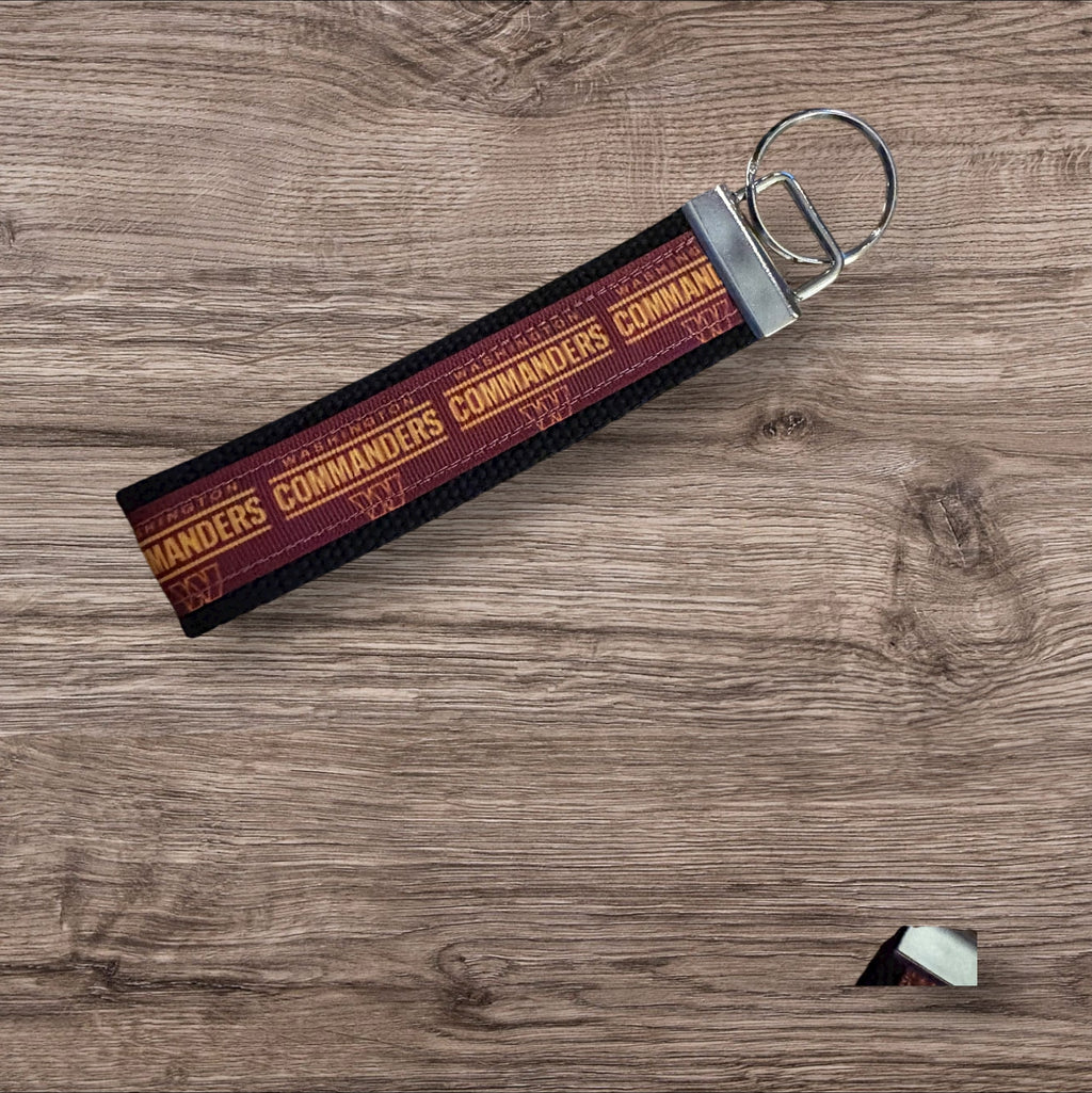 Washington Commanders inspired Personalized  Key Fob wristlet  - 2 sizes available   FREE  personalization embroidery -  Football