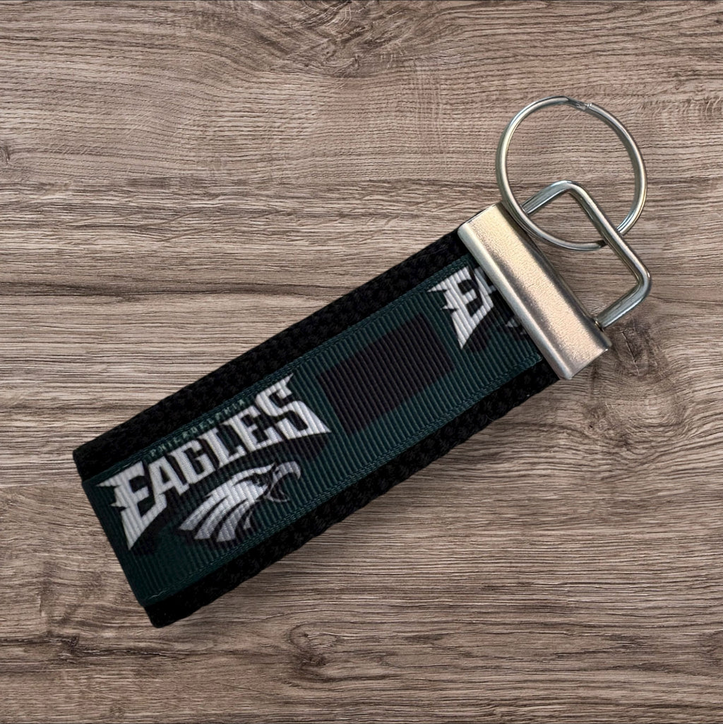 Philadelphia Eagles inspired Personalized  Key Fob wristlet  - 3 Styles - 2 sizes available   FREE  personalization embroidery -  Football