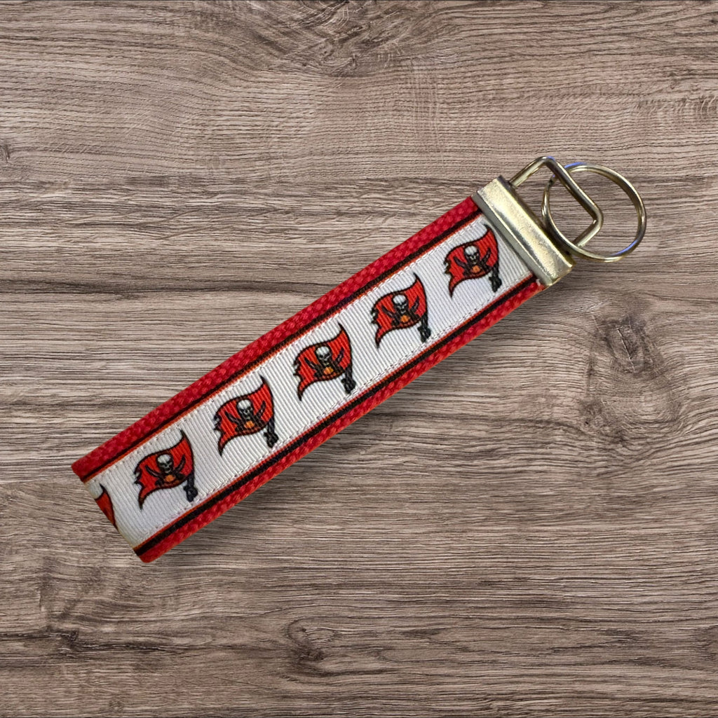 Tampa Bay Buccaneers inspired Personalized  Key Fob wristlet  - 2 sizes available   FREE  personalization embroidery -  Football