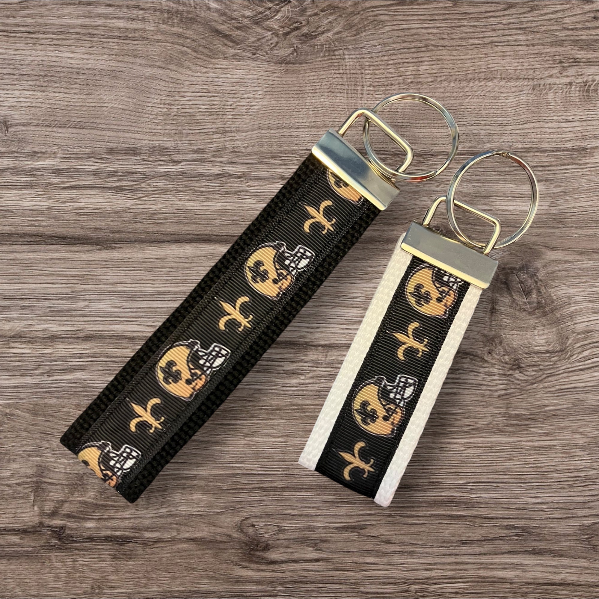New Orleans Saints inspired Personalized  Key Fob wristlet  - 2 sizes available   FREE  personalization embroidery -  Football