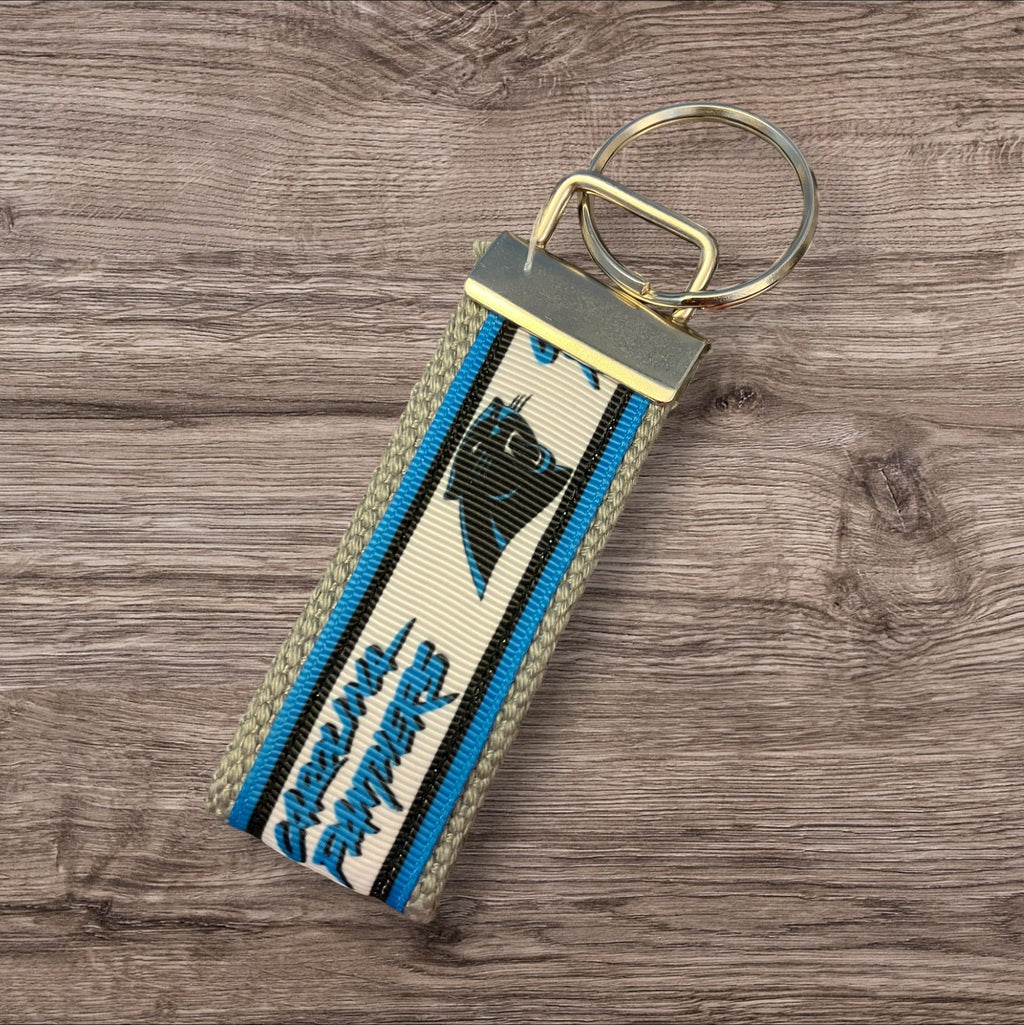 Carolina Panthers inspired Personalized  Key Fob wristlet  - 2 sizes available   FREE  personalization embroidery -  Football