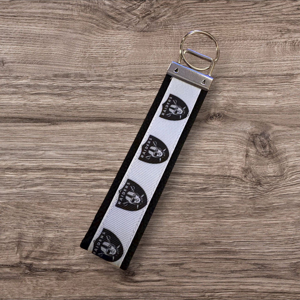 Oakland Raiders inspired Personalized  Key Fob wristlet  - 2 sizes available   FREE  personalization embroidery -  Football