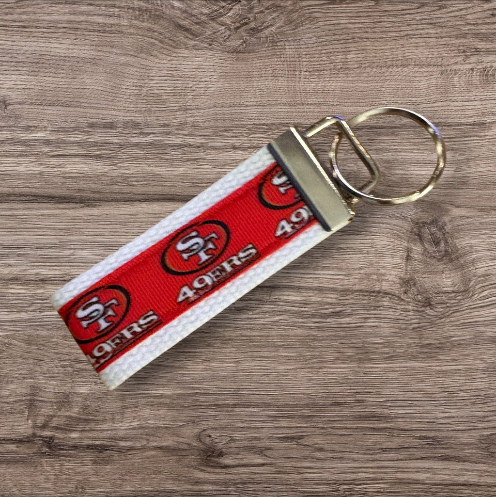 San Francisco 49ers inspired Personalized  Key Fob wristlet  - 2 sizes available   FREE  personalization embroidery -  Football