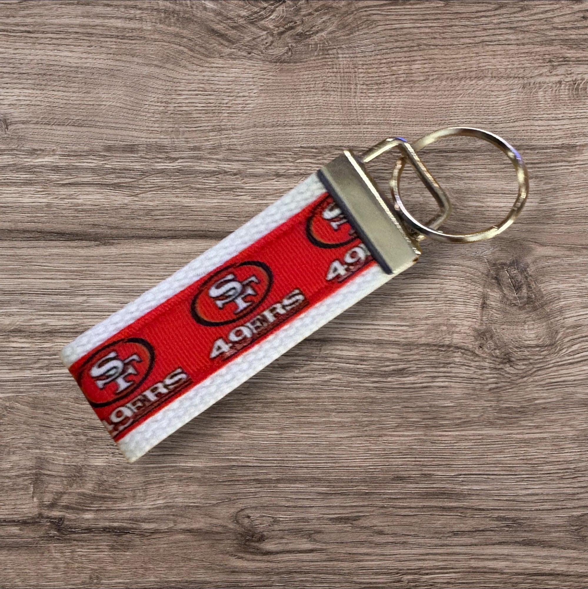 San Francisco 49ers inspired Personalized  Key Fob wristlet  - 2 sizes available   FREE  personalization embroidery -  Football