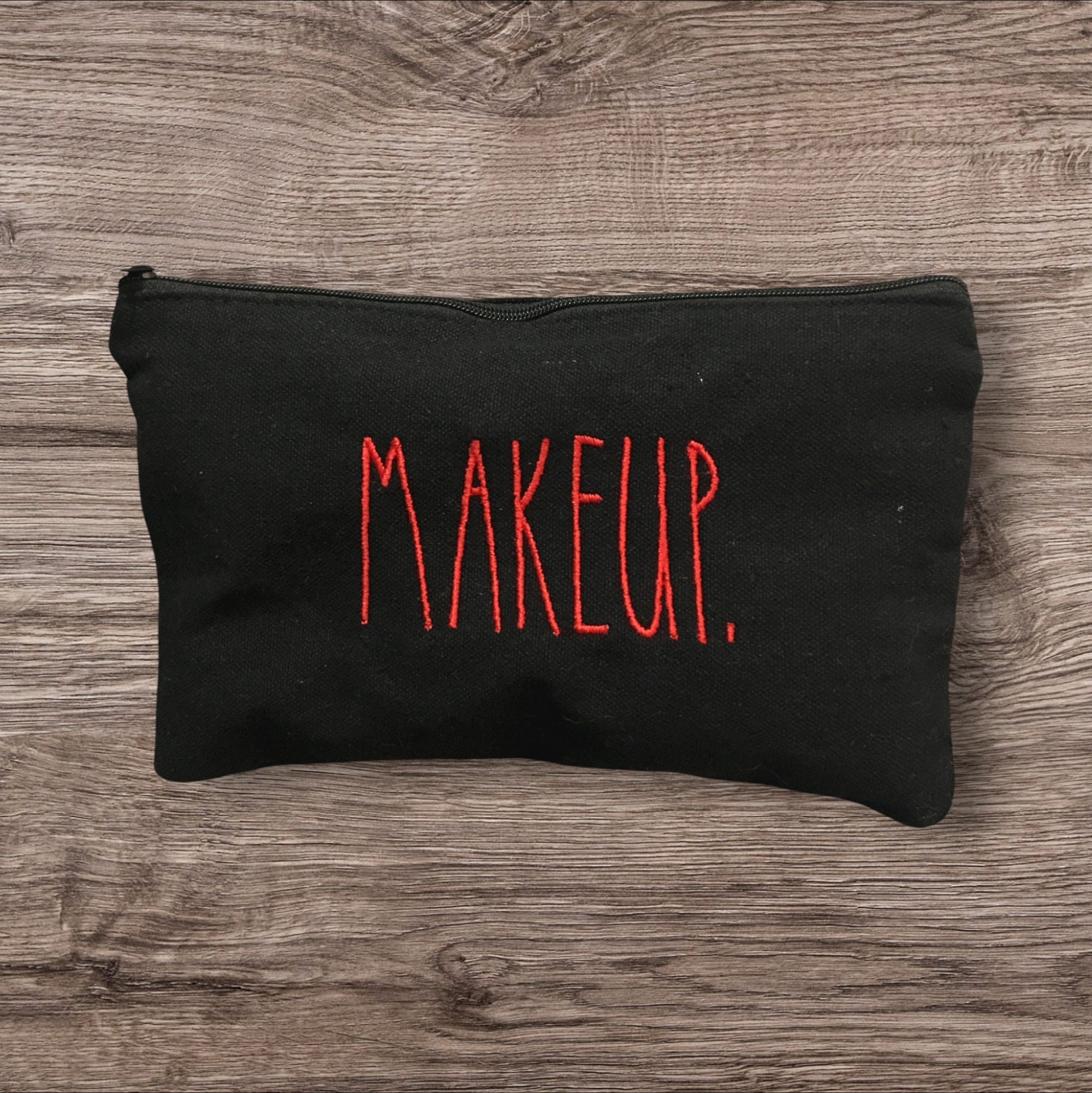 Rae Dunn inspired embroidered make up bag, cosmetic bag, makeup, mask bag, fun gift, gift for her, bachelorette party, travel, bridal shower
