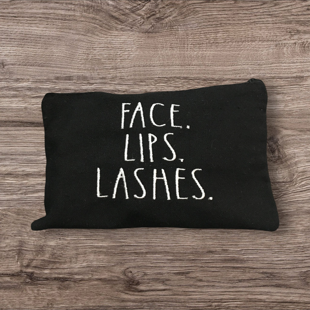 Rae Dunn inspired embroidered make up bag, cosmetic bag, makeup, mask bag, fun gift, gift for her, bachelorette party, travel, bridal shower