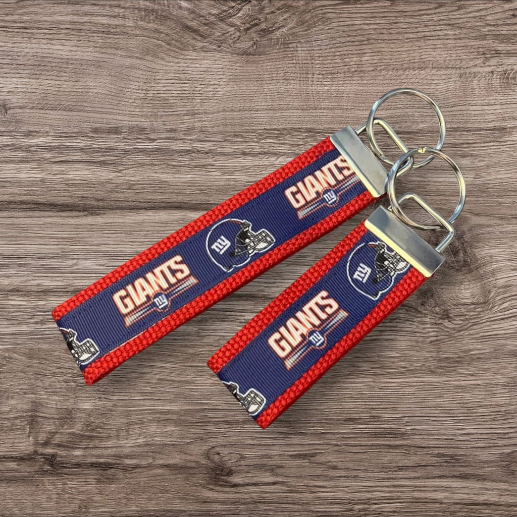 New York Giants inspired Personalized  Key Fob wristlet  - 2 sizes available   FREE  personalization embroidery -  Football