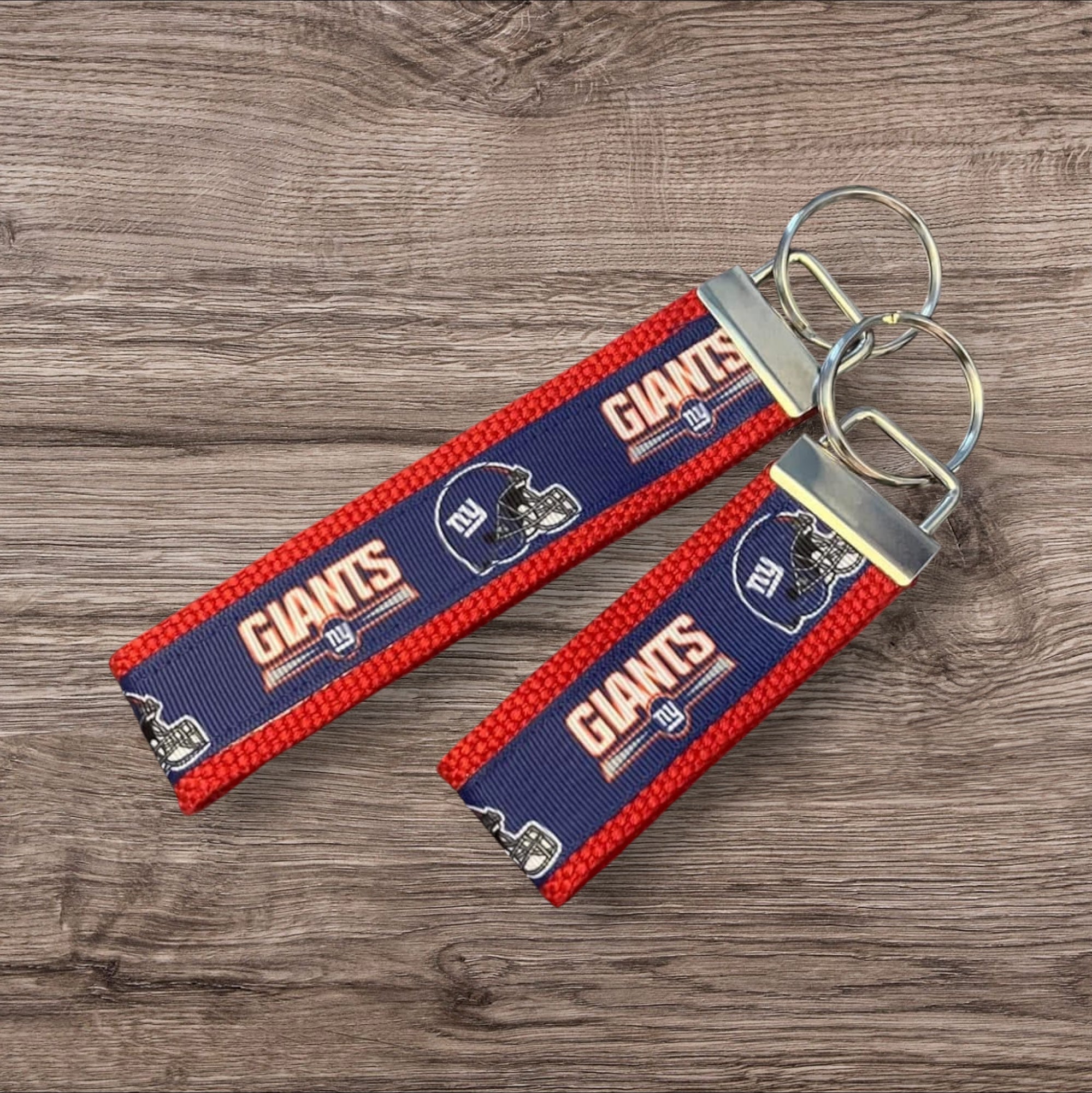 New York Giants inspired Personalized  Key Fob wristlet  - 2 sizes available   FREE  personalization embroidery -  Football