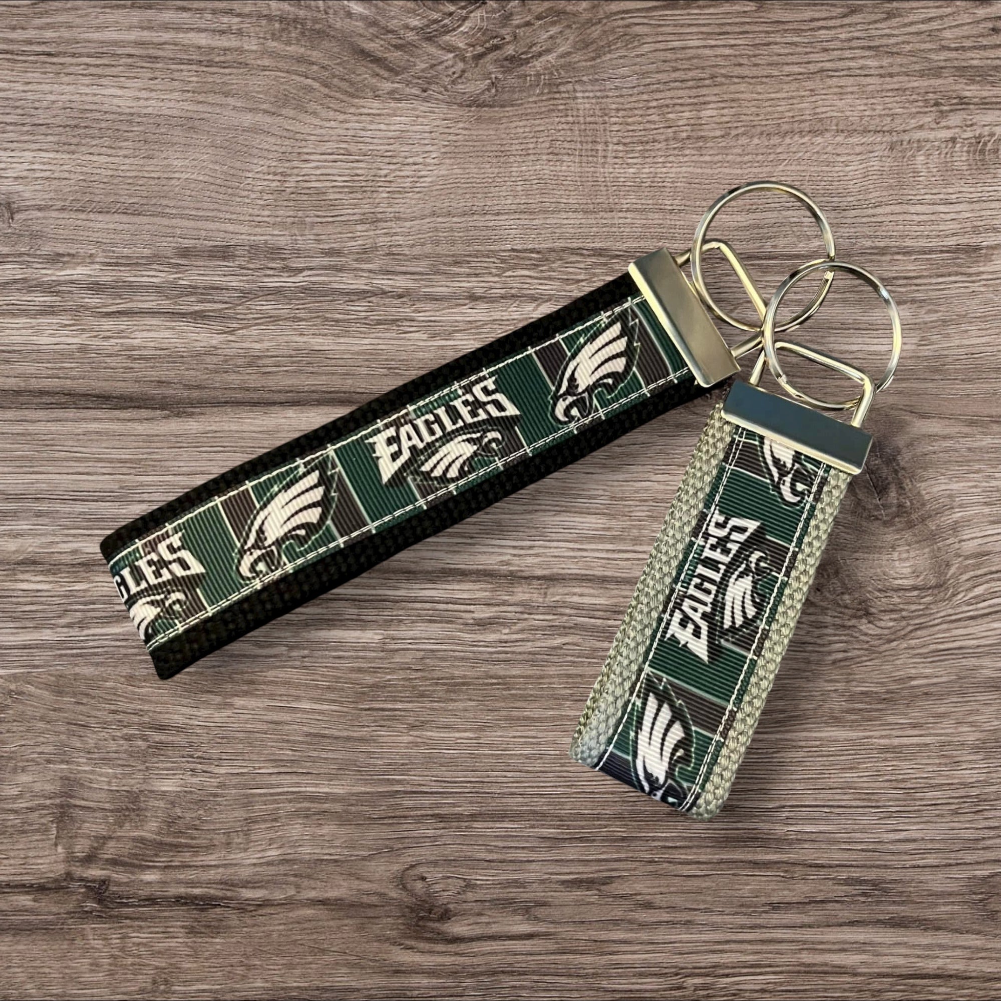 Philadelphia Eagles inspired Personalized  Key Fob wristlet  - 3 Styles - 2 sizes available   FREE  personalization embroidery -  Football