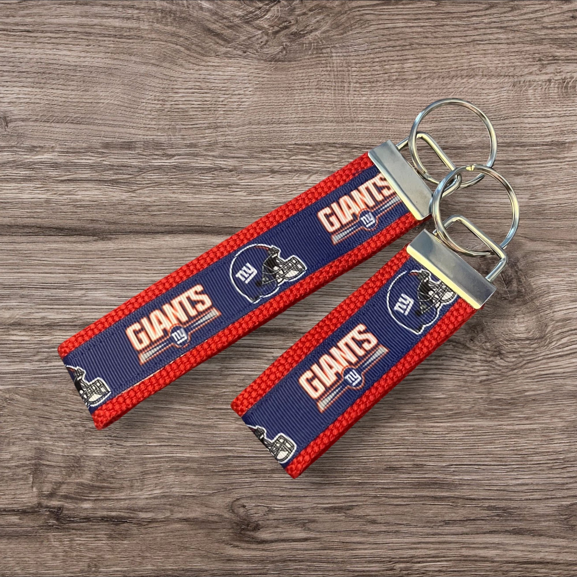 New York Giants inspired Personalized  Key Fob wristlet  - 2 sizes available   FREE  personalization embroidery -  Football