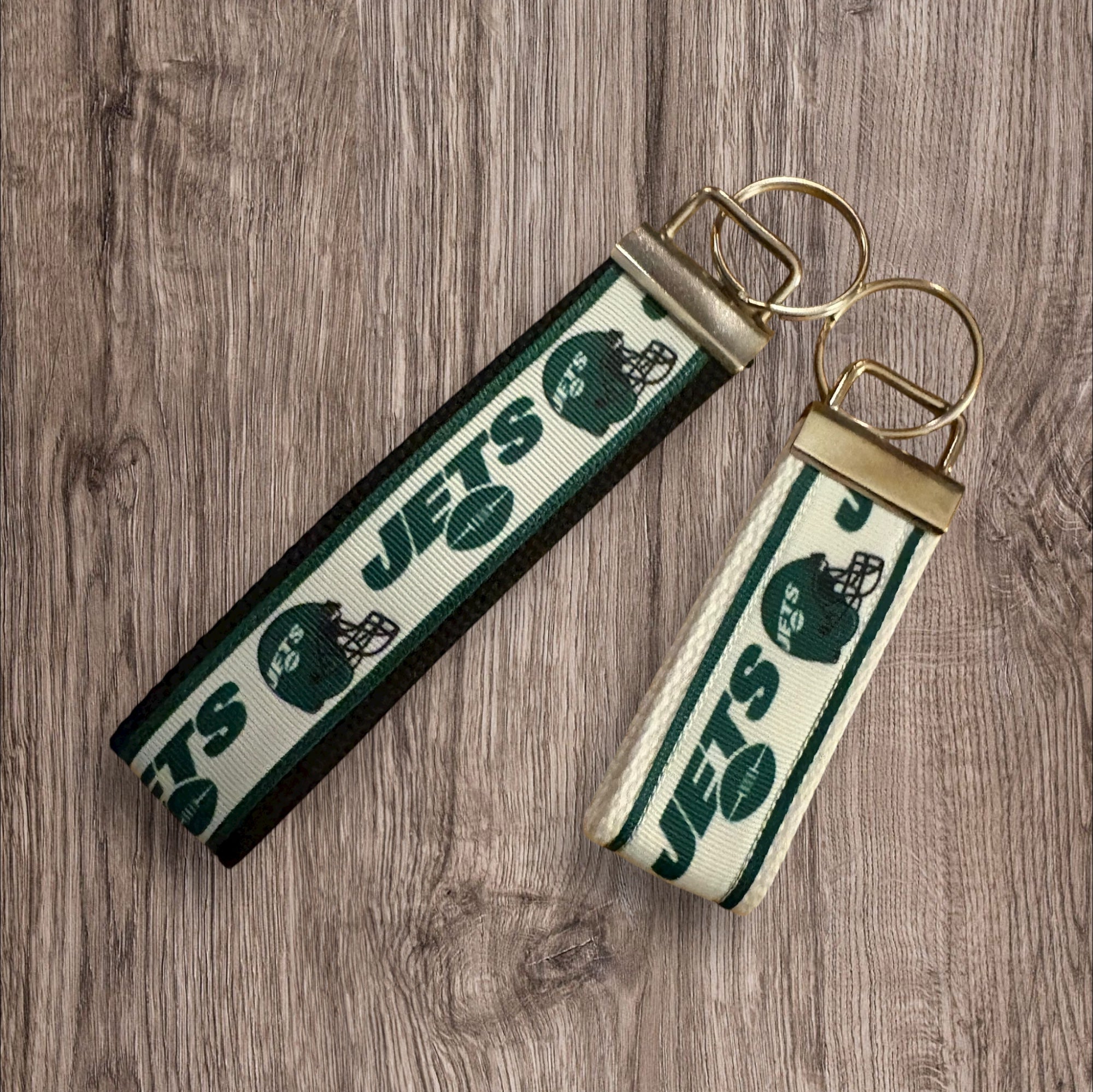 New York Jets inspired Personalized  Key Fob wristlet  - 2 sizes available   FREE  personalization embroidery -  Football