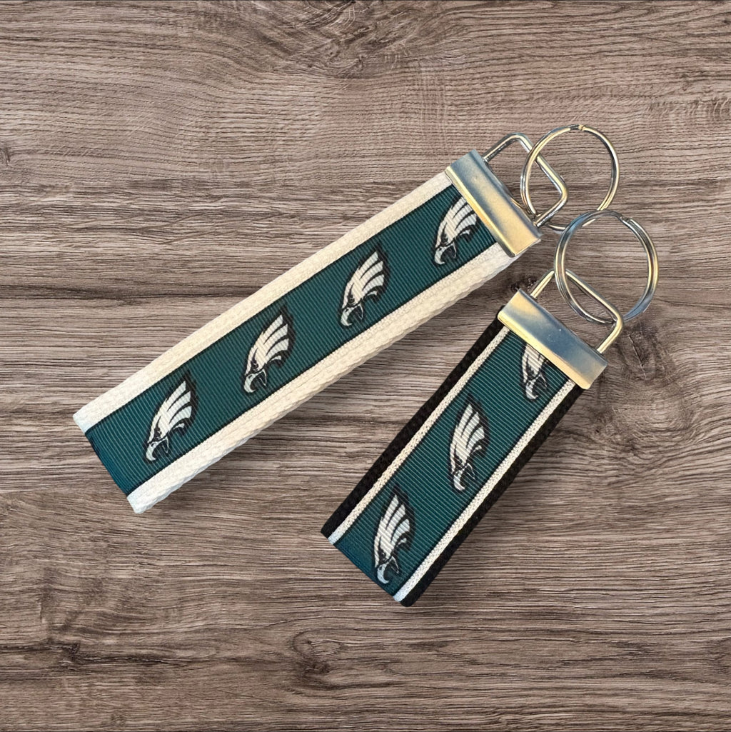 Philadelphia Eagles inspired Personalized  Key Fob wristlet  - 3 Styles - 2 sizes available   FREE  personalization embroidery -  Football