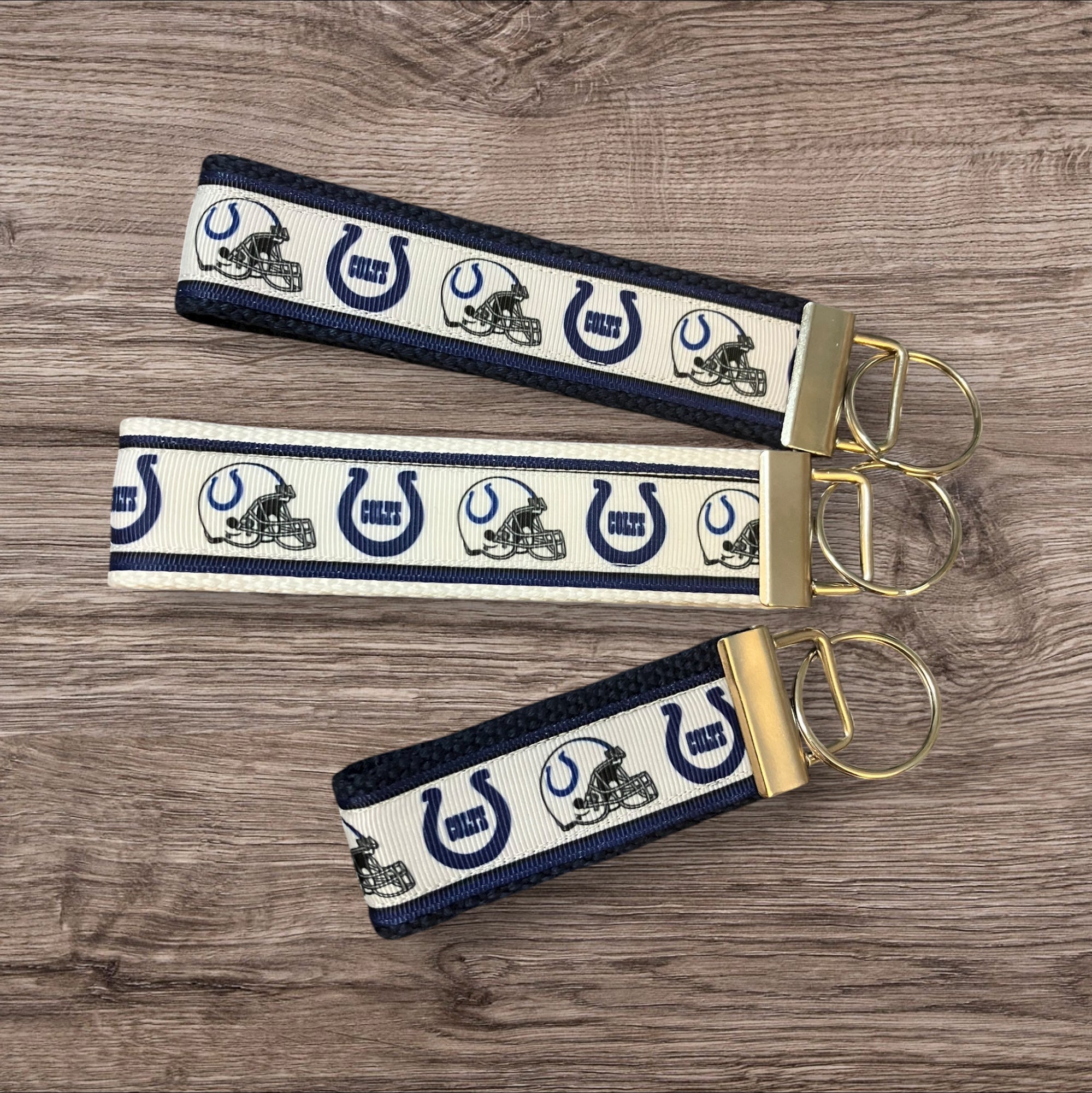 Indianapolis Colts inspired Personalized  Key Fob wristlet  - 2 sizes available   FREE  personalization embroidery -  Football