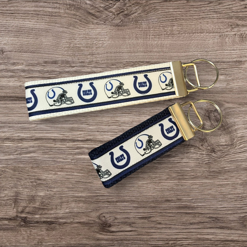 Indianapolis Colts inspired Personalized  Key Fob wristlet  - 2 sizes available   FREE  personalization embroidery -  Football