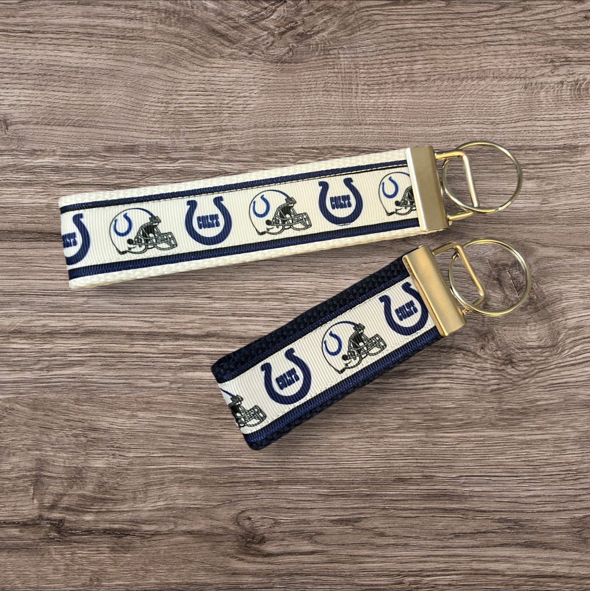 Indianapolis Colts inspired Personalized  Key Fob wristlet  - 2 sizes available   FREE  personalization embroidery -  Football