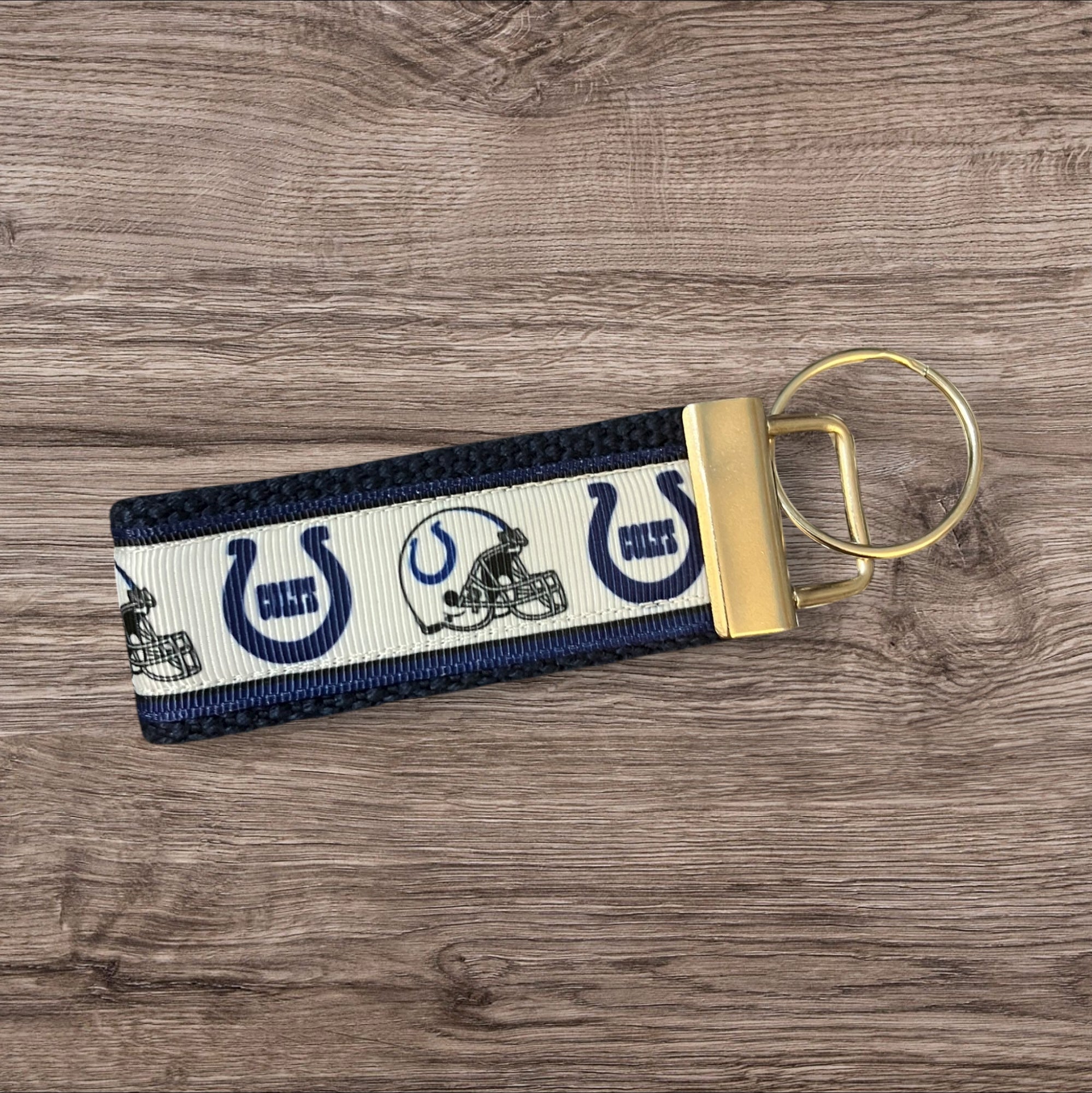 Indianapolis Colts inspired Personalized  Key Fob wristlet  - 2 sizes available   FREE  personalization embroidery -  Football