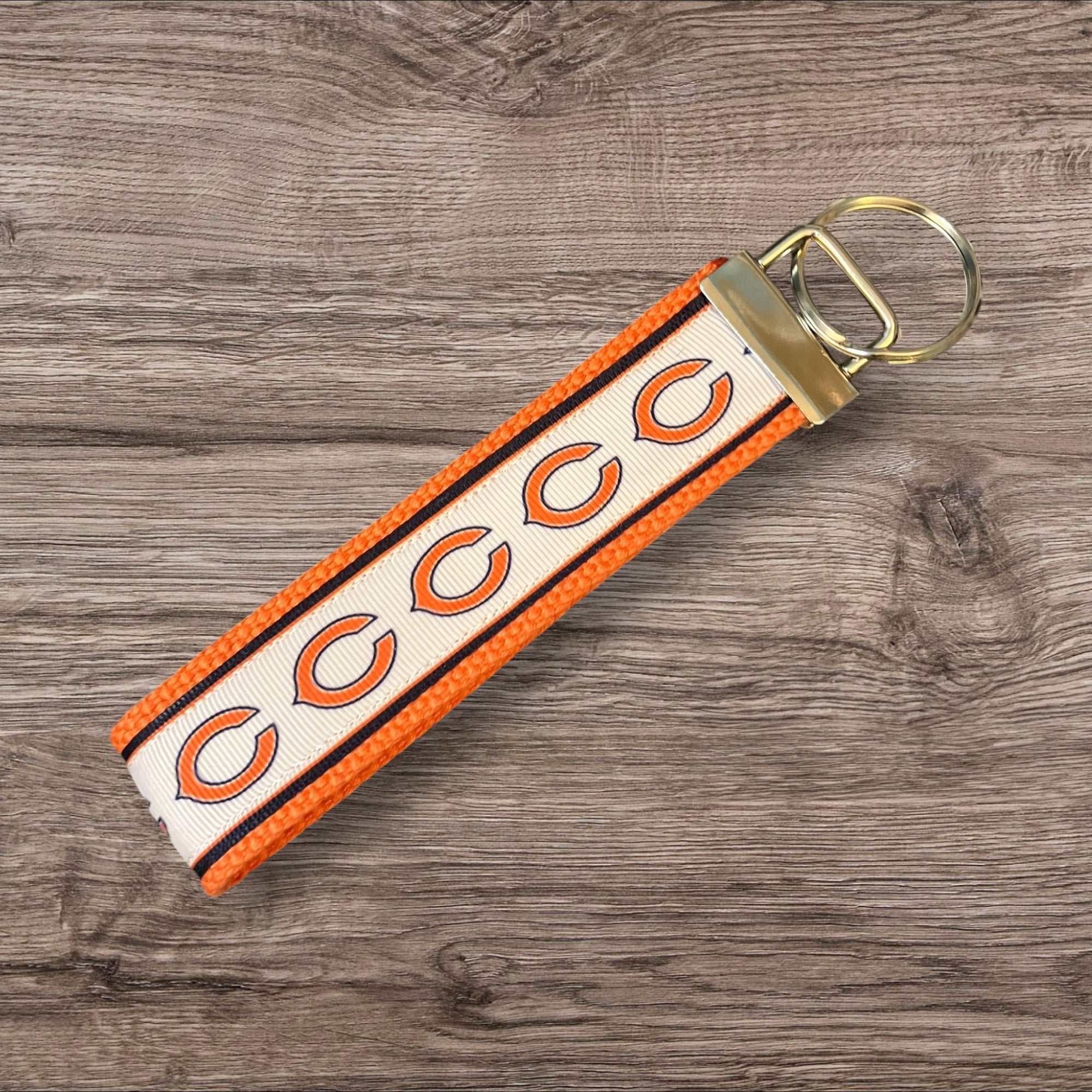Chicago Bears inspired Personalized  Key Fob wristlet  - 2 sizes available   FREE  personalization embroidery -  Football