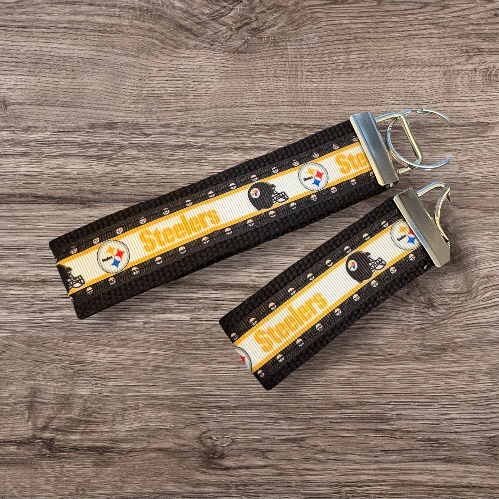 Pittsburgh Steelers inspired Personalized  Key Fob wristlet  - 2 sizes available   FREE  personalization embroidery -  Football