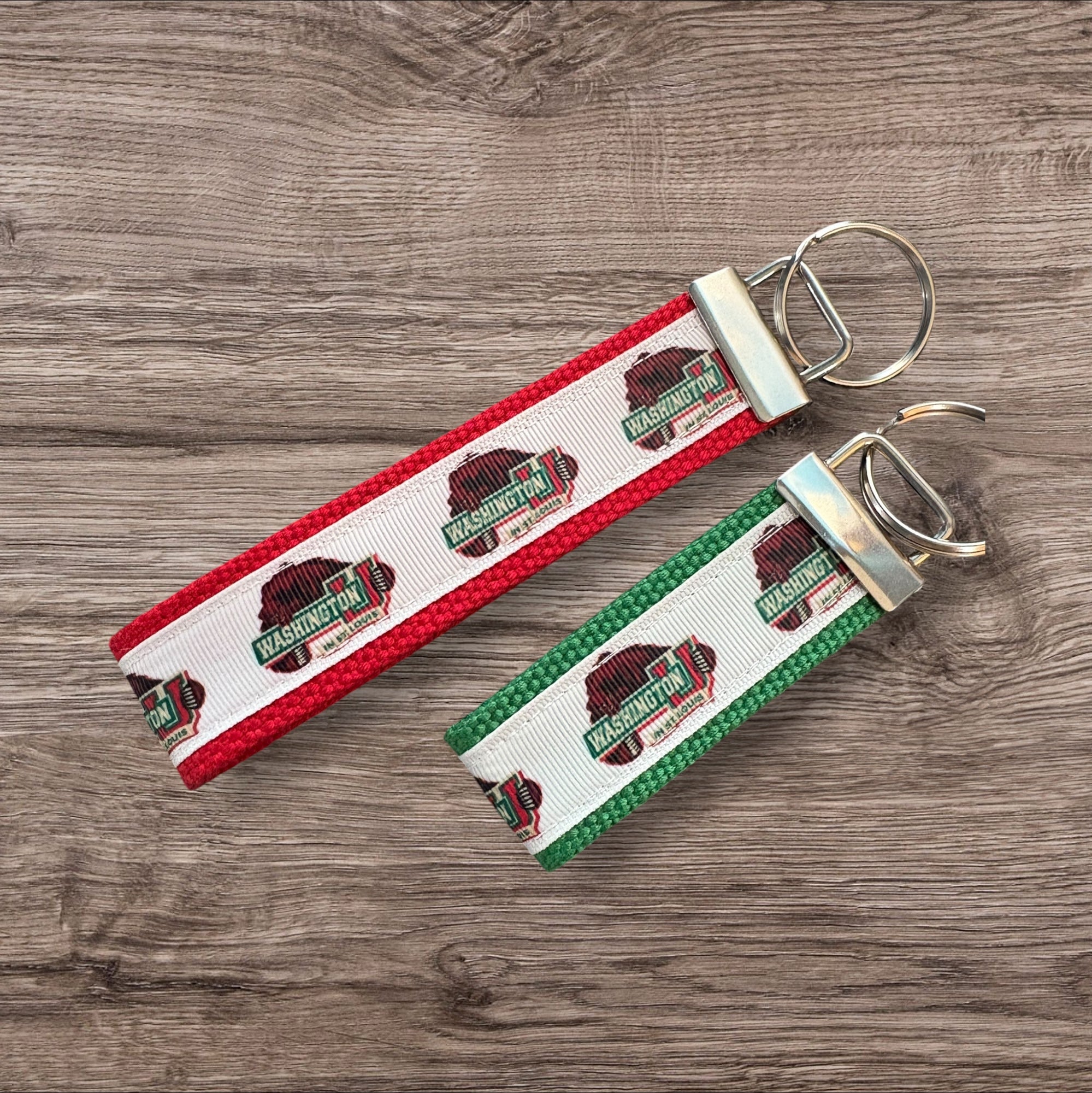 Personalized College / University  Inspired Keychain, key fob, luggage, alumni, merch  - Washington University in St. Louis  2 sizes available  ** Free Embroidery**