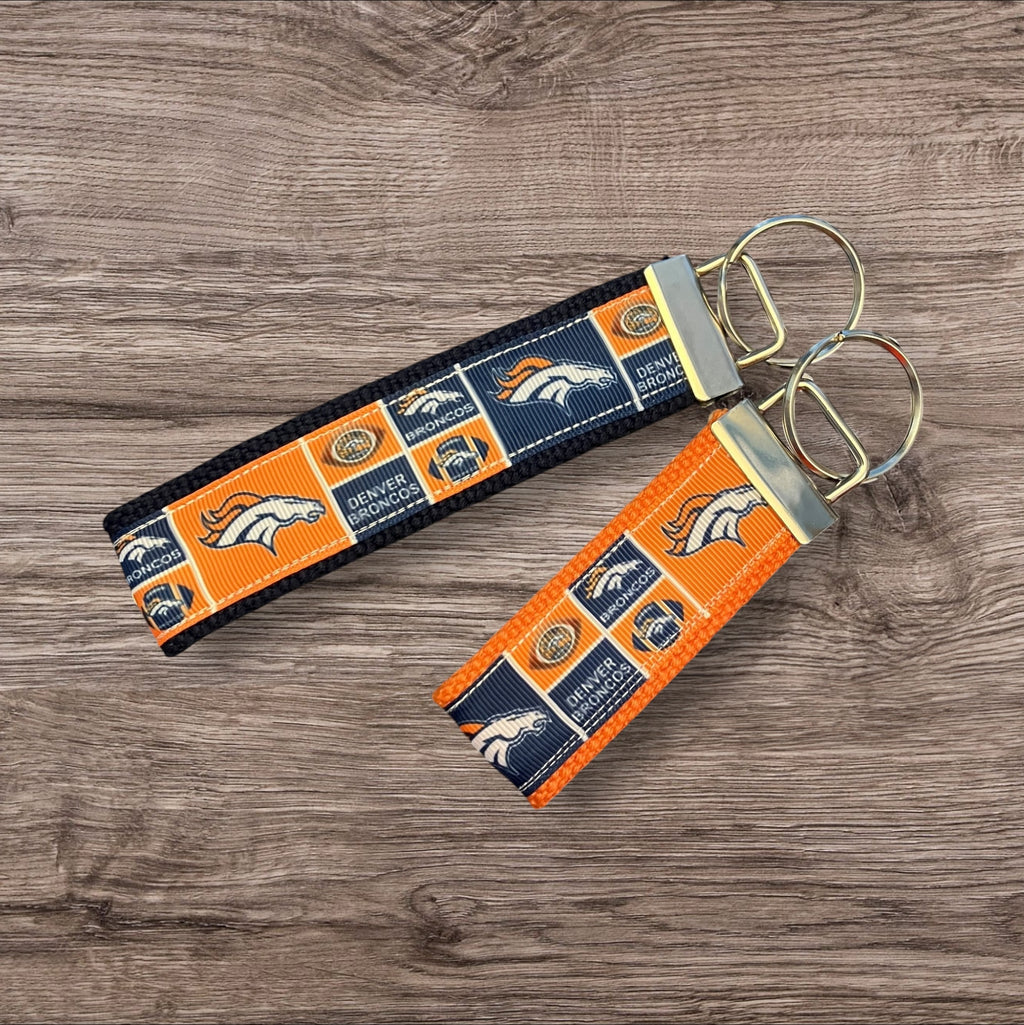 Denver Broncos inspired Personalized  Key Fob wristlet  - 2 sizes available   FREE  personalization embroidery -  Football