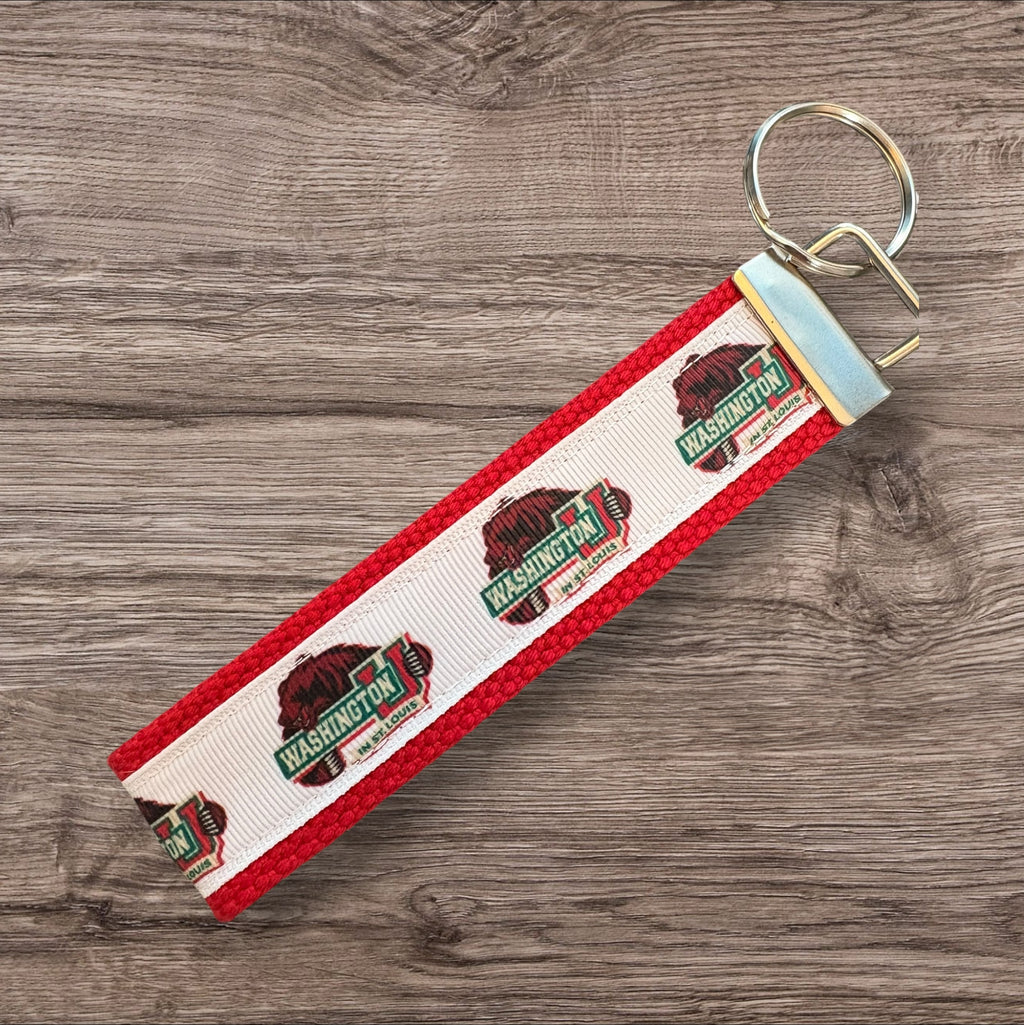 Personalized College / University  Inspired Keychain, key fob, luggage, alumni, merch  - Washington University in St. Louis  2 sizes available  ** Free Embroidery**