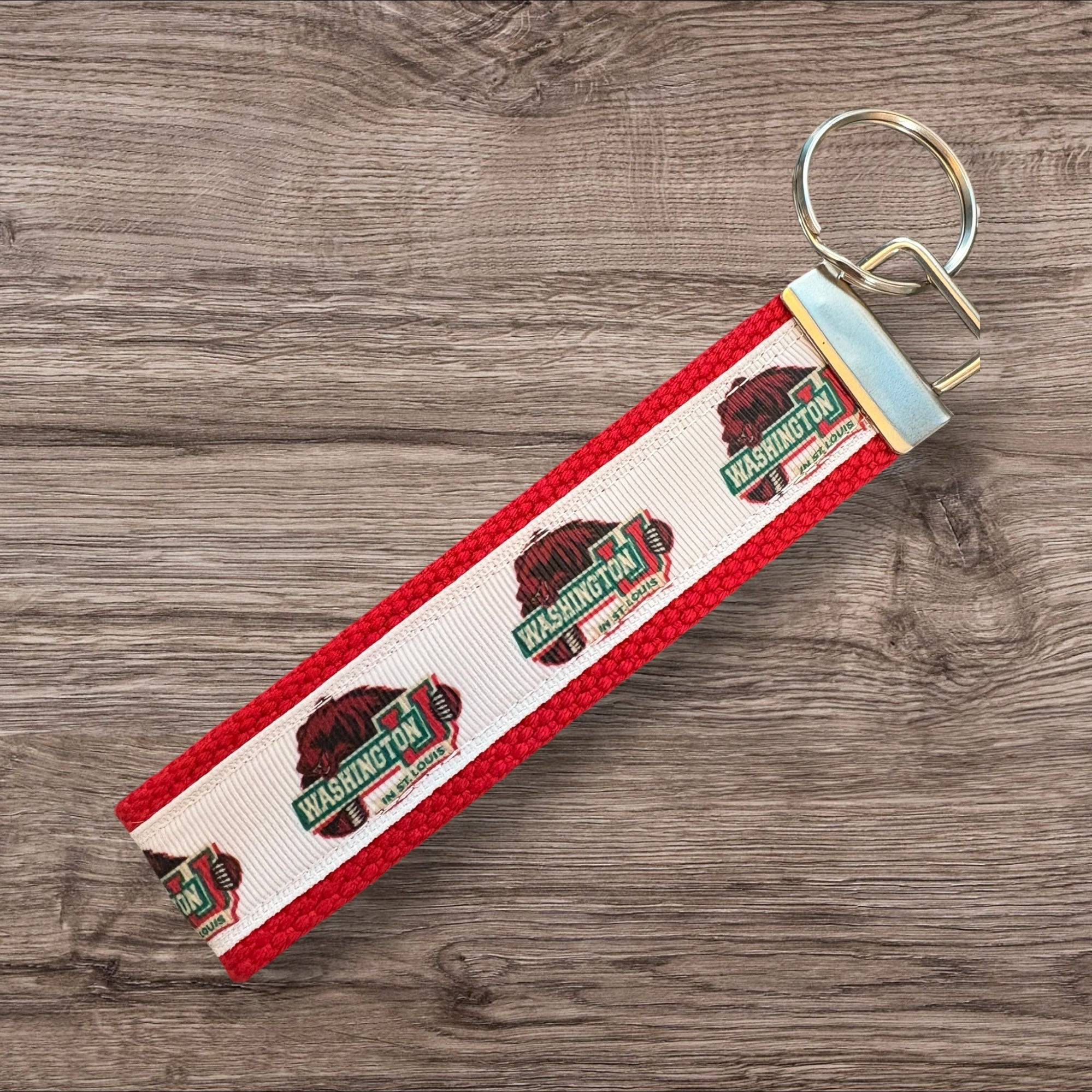 Personalized College / University  Inspired Keychain, key fob, luggage, alumni, merch  - Washington University in St. Louis  2 sizes available  ** Free Embroidery**
