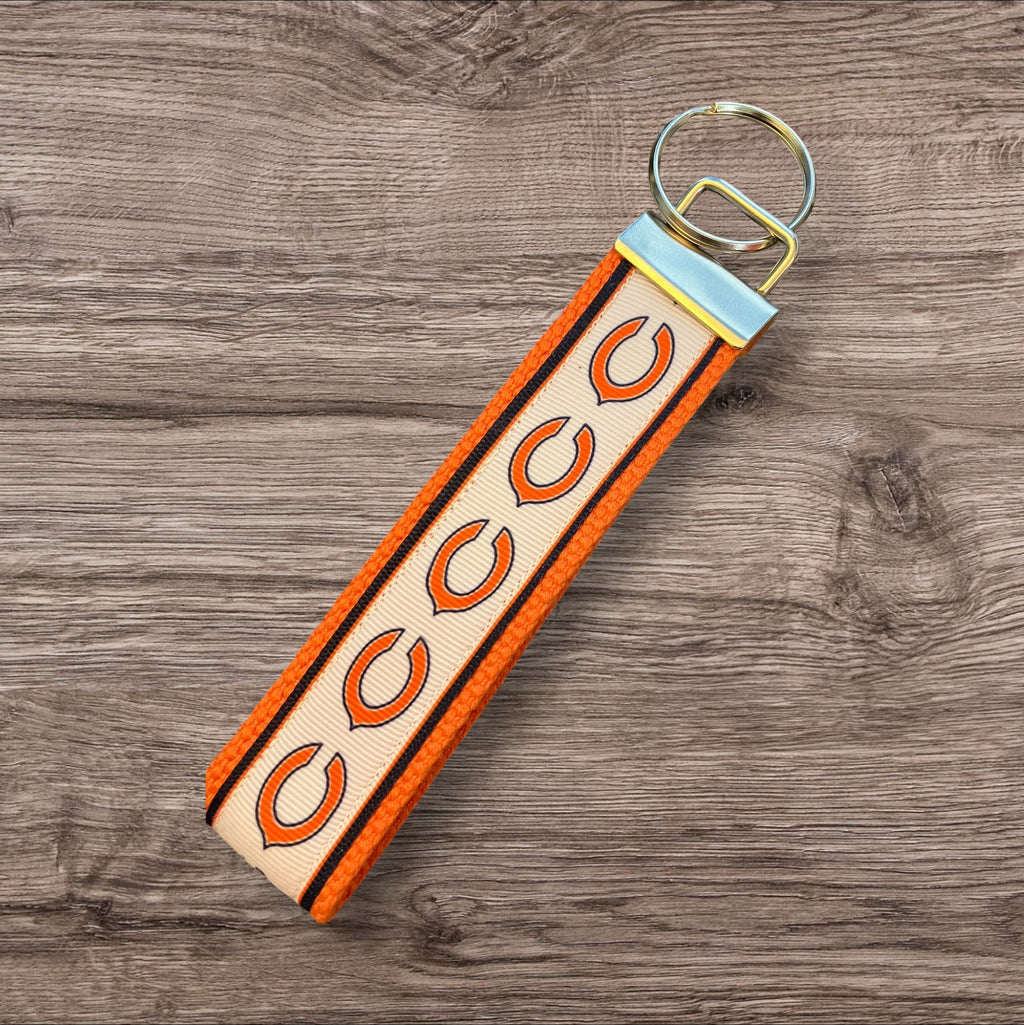 Chicago Bears inspired Personalized  Key Fob wristlet  - 2 sizes available   FREE  personalization embroidery -  Football