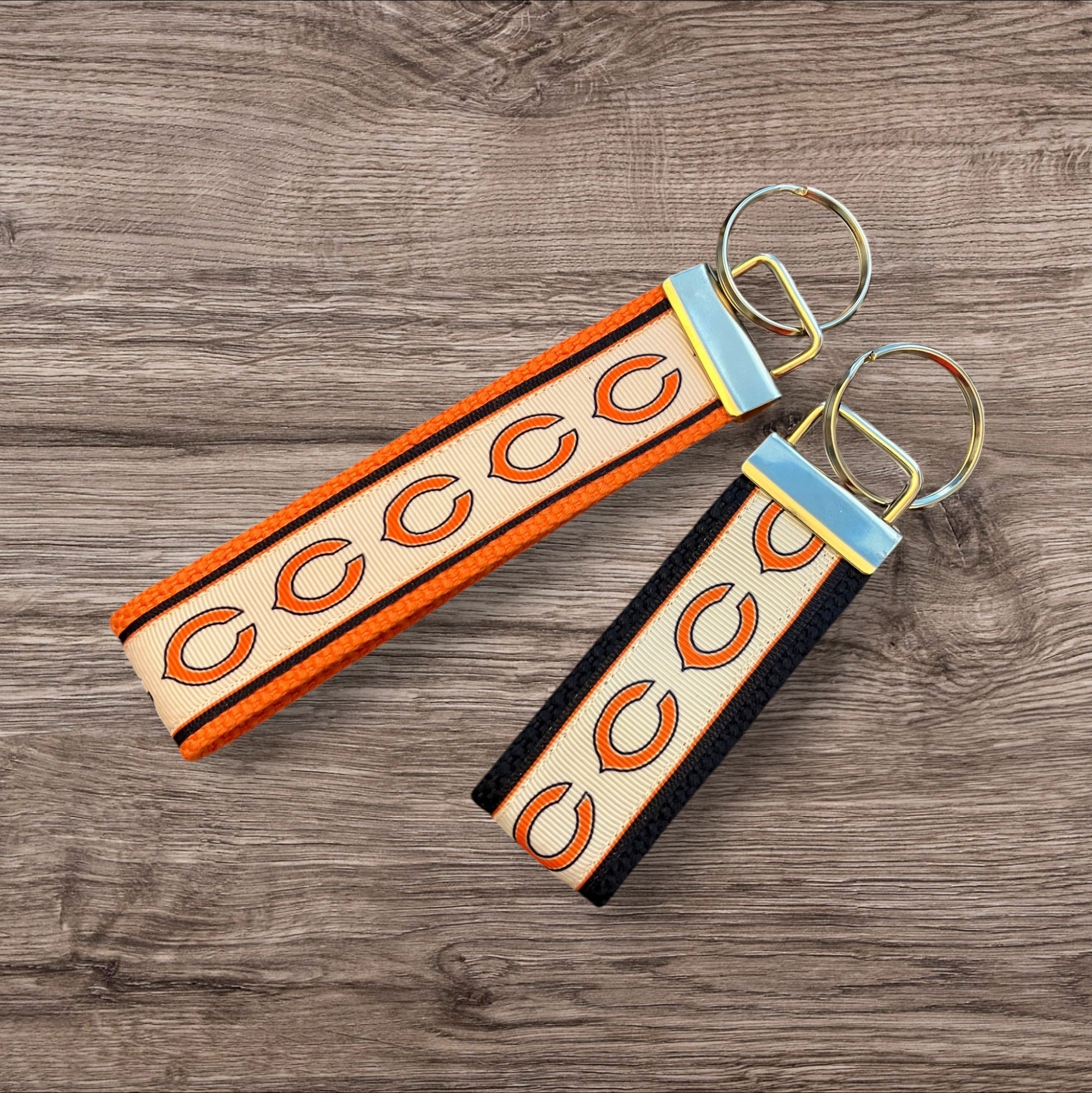 Chicago Bears inspired Personalized  Key Fob wristlet  - 2 sizes available   FREE  personalization embroidery -  Football