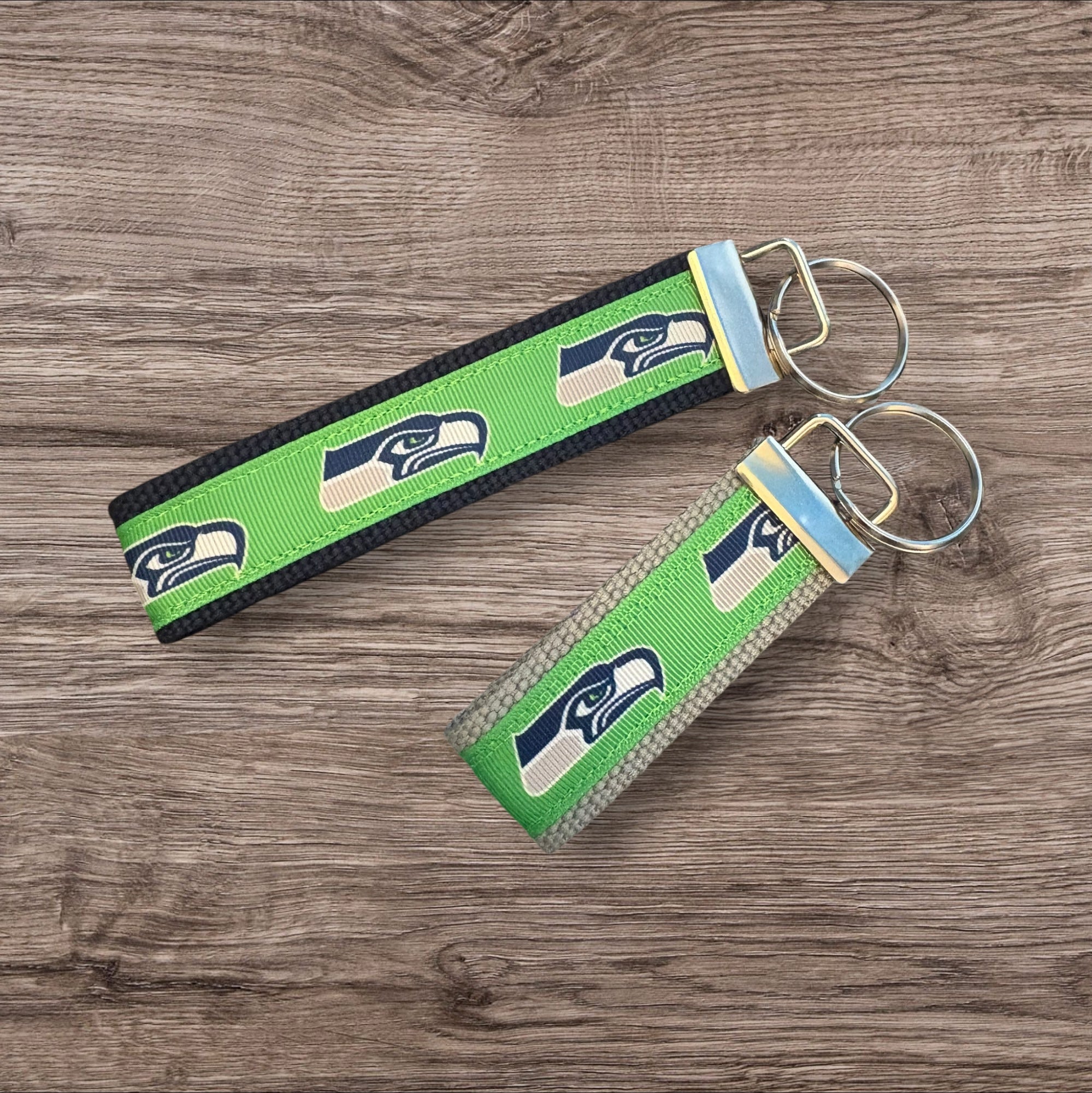 Seattle Seahawks inspired Personalized  Key Fob wristlet  - 2 sizes available   FREE  personalization embroidery -  Football