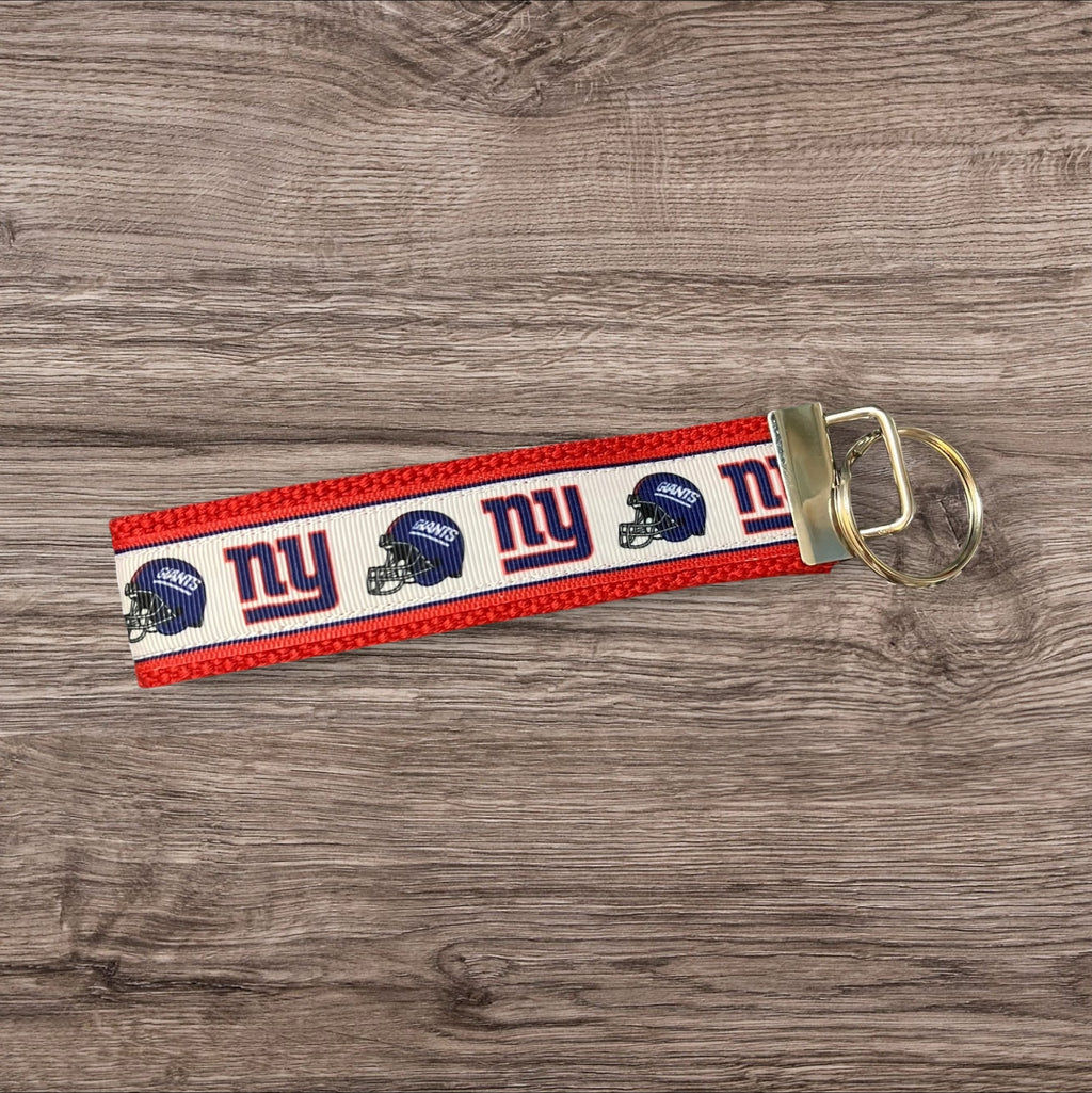 New York Giants inspired Personalized  Key Fob wristlet  - 2 sizes available   FREE  personalization embroidery -  Football
