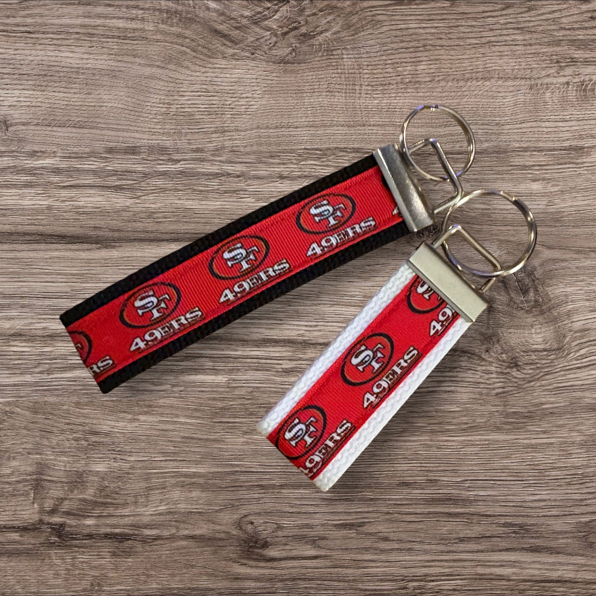 San Francisco 49ers inspired Personalized  Key Fob wristlet  - 2 sizes available   FREE  personalization embroidery -  Football