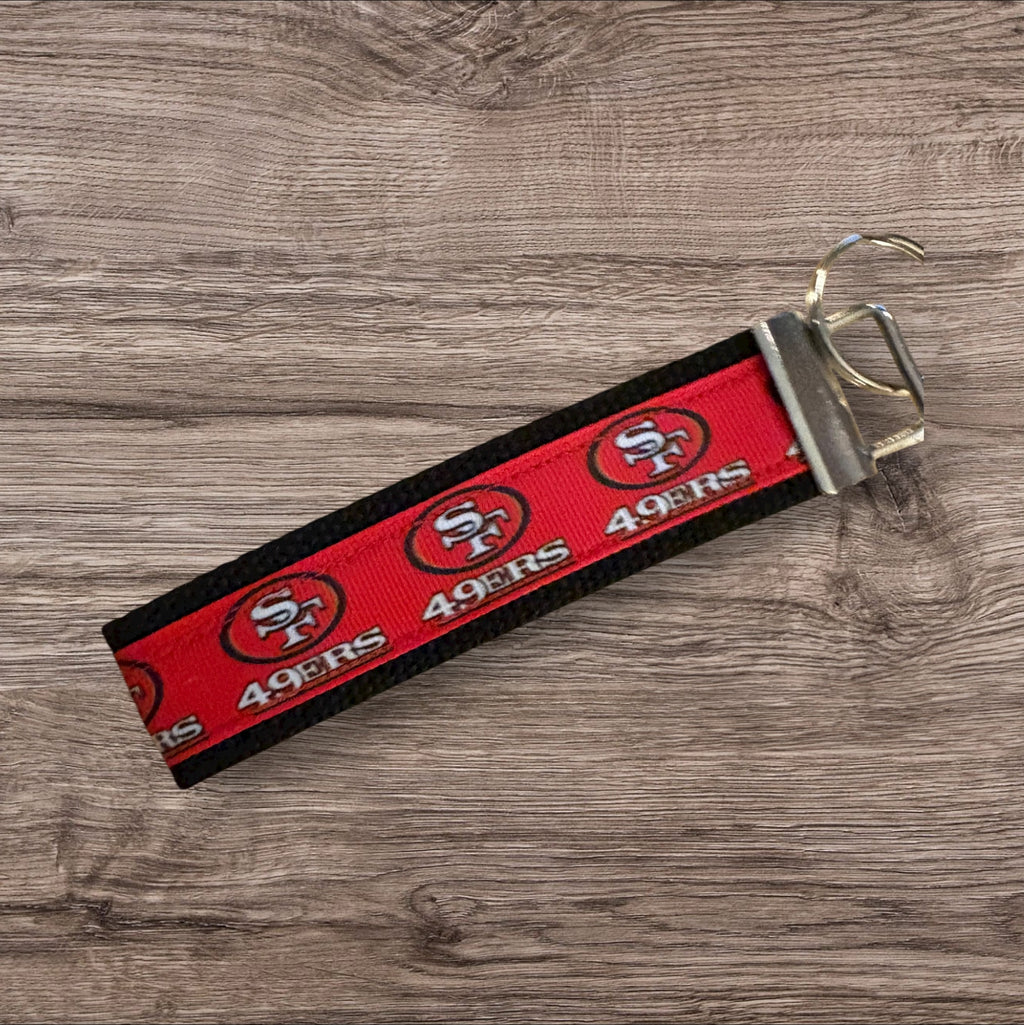 San Francisco 49ers inspired Personalized  Key Fob wristlet  - 2 sizes available   FREE  personalization embroidery -  Football