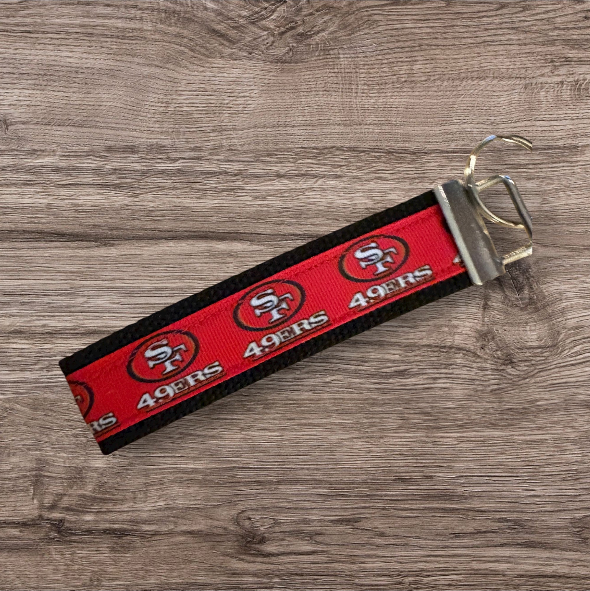 San Francisco 49ers inspired Personalized  Key Fob wristlet  - 2 sizes available   FREE  personalization embroidery -  Football