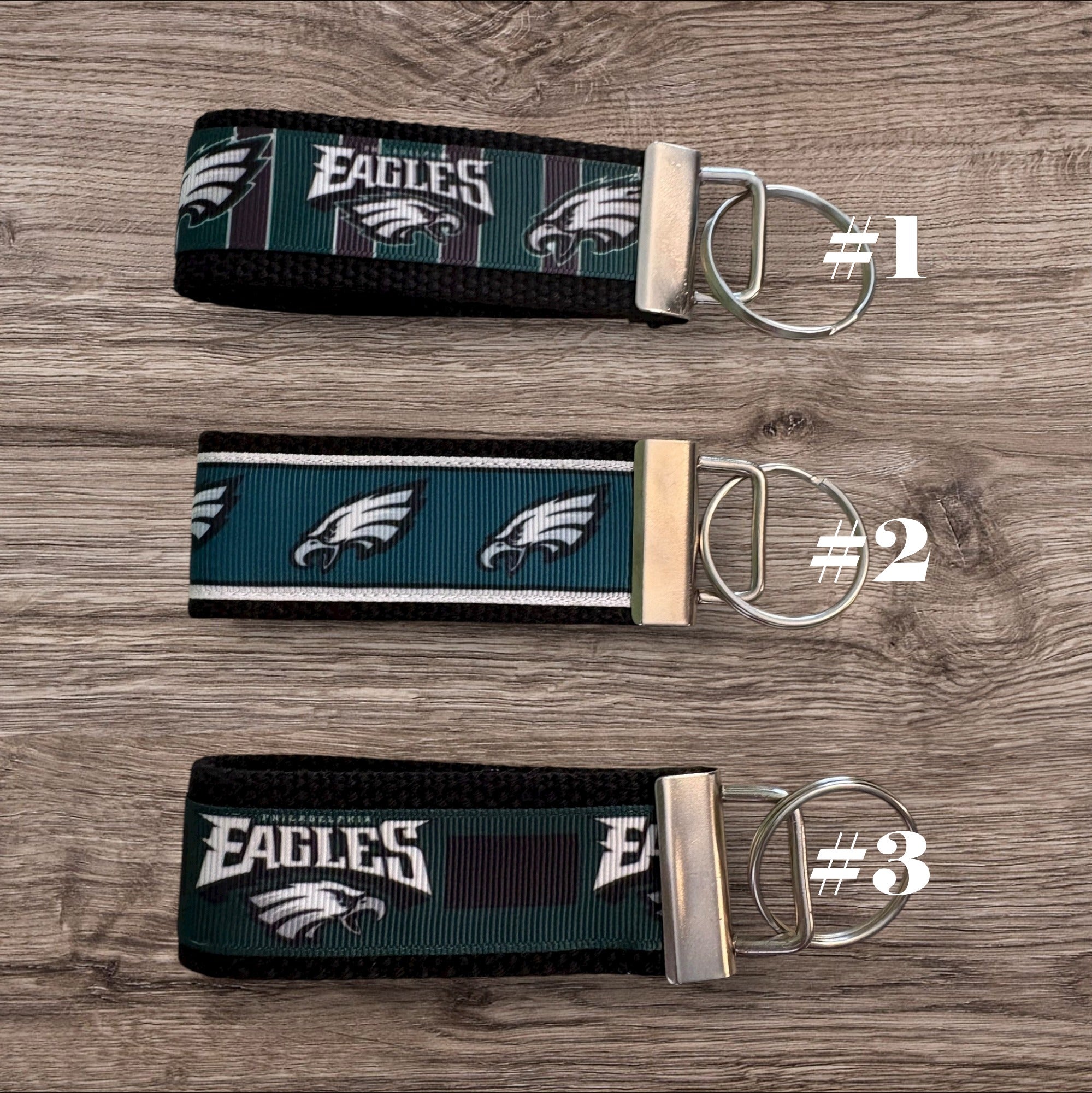Philadelphia Eagles inspired Personalized  Key Fob wristlet  - 3 Styles - 2 sizes available   FREE  personalization embroidery -  Football