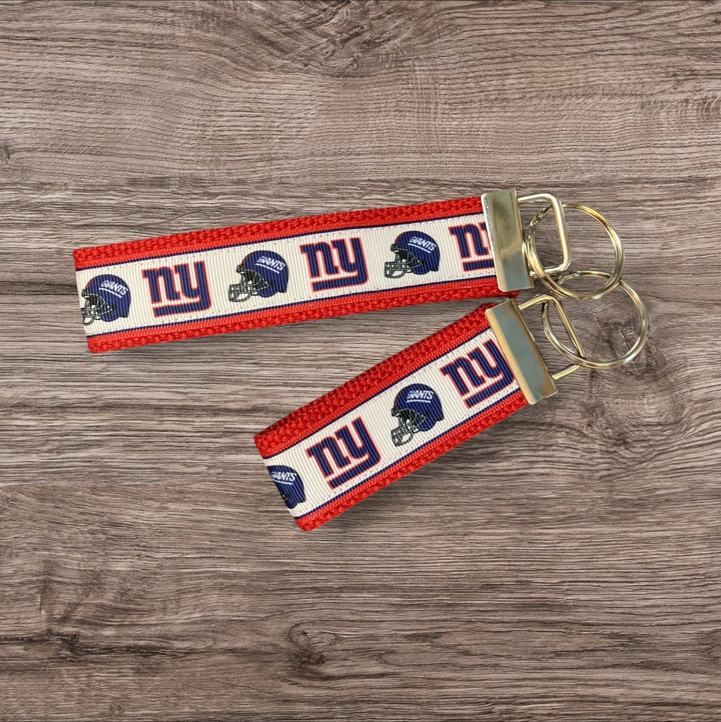 New York Giants inspired Personalized  Key Fob wristlet  - 2 sizes available   FREE  personalization embroidery -  Football