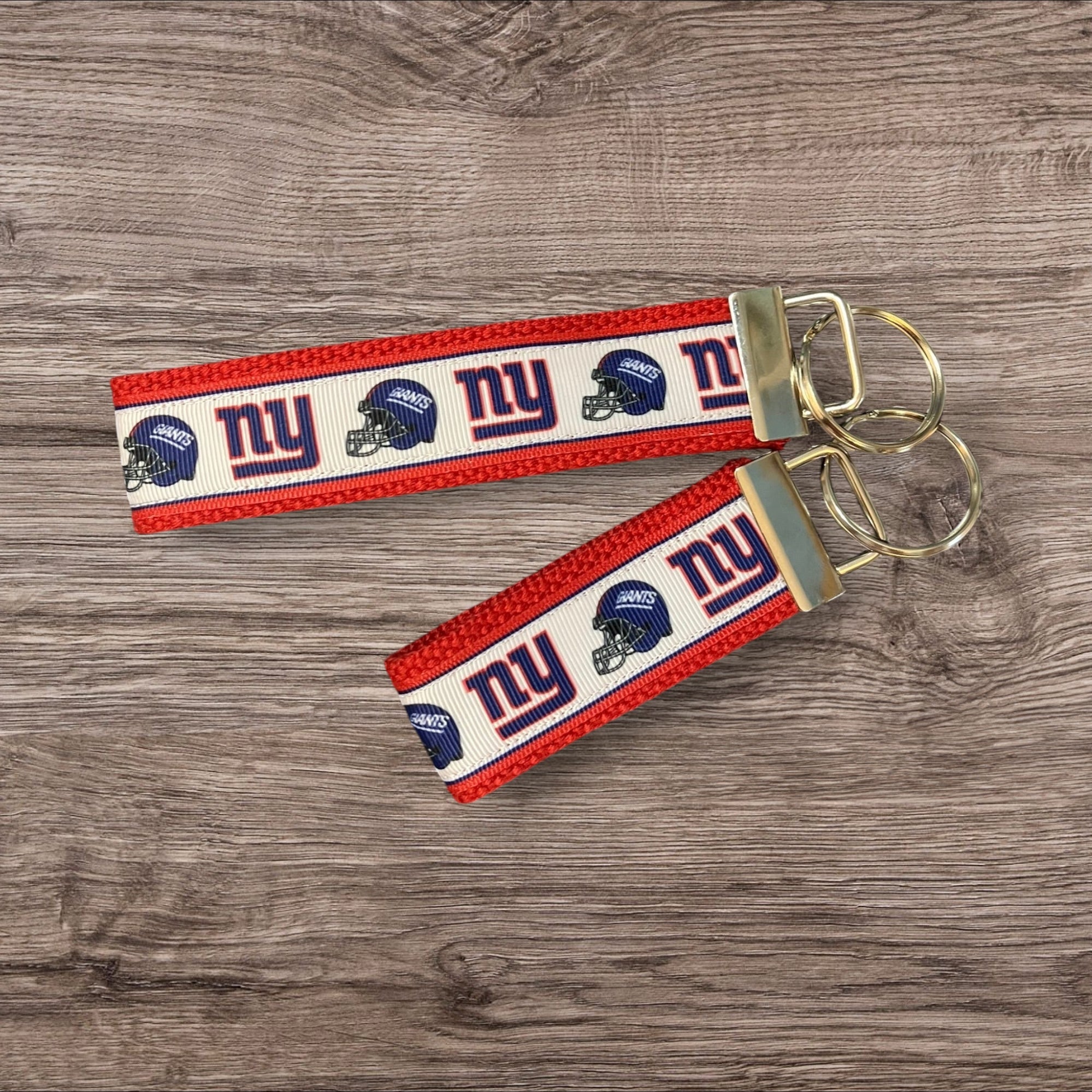 New York Giants inspired Personalized  Key Fob wristlet  - 2 sizes available   FREE  personalization embroidery -  Football