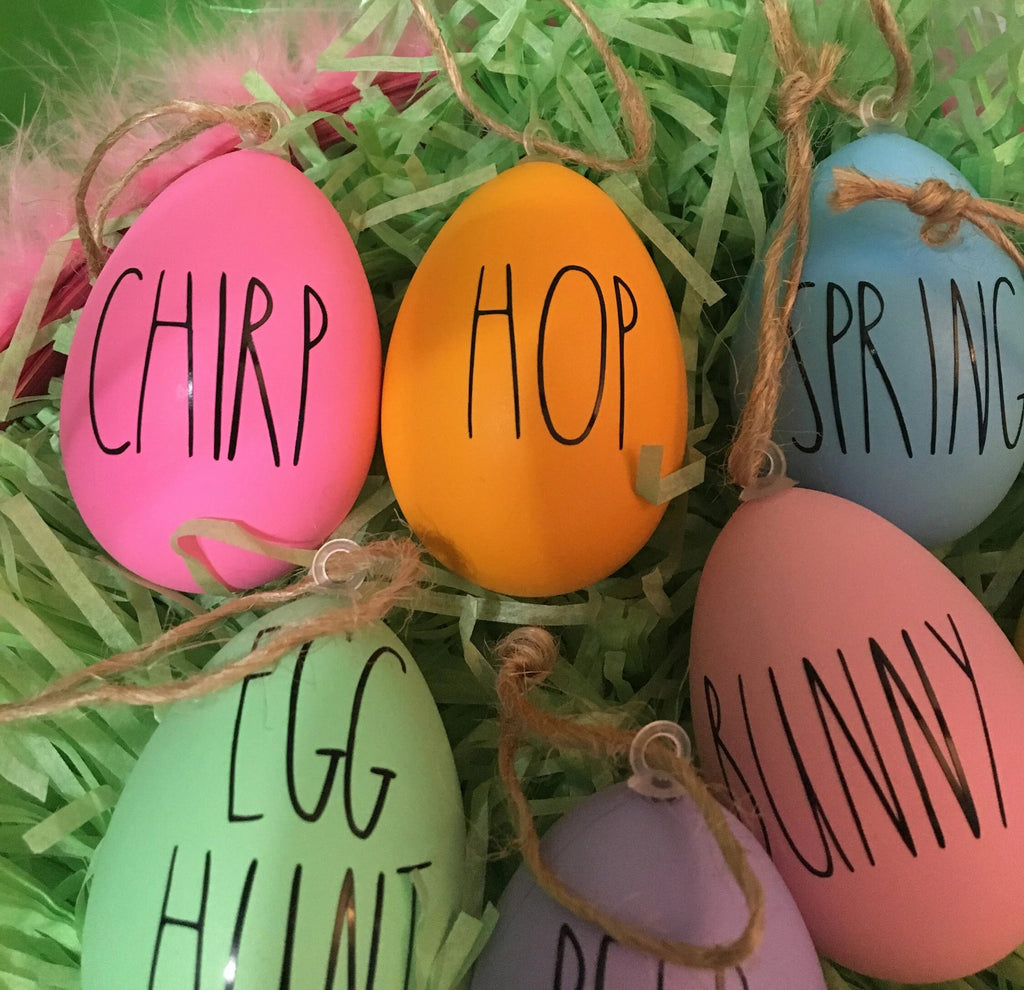 Rae Dunn Inspired Easter Eggs: Farmhouse Spring Decor, Set of 8