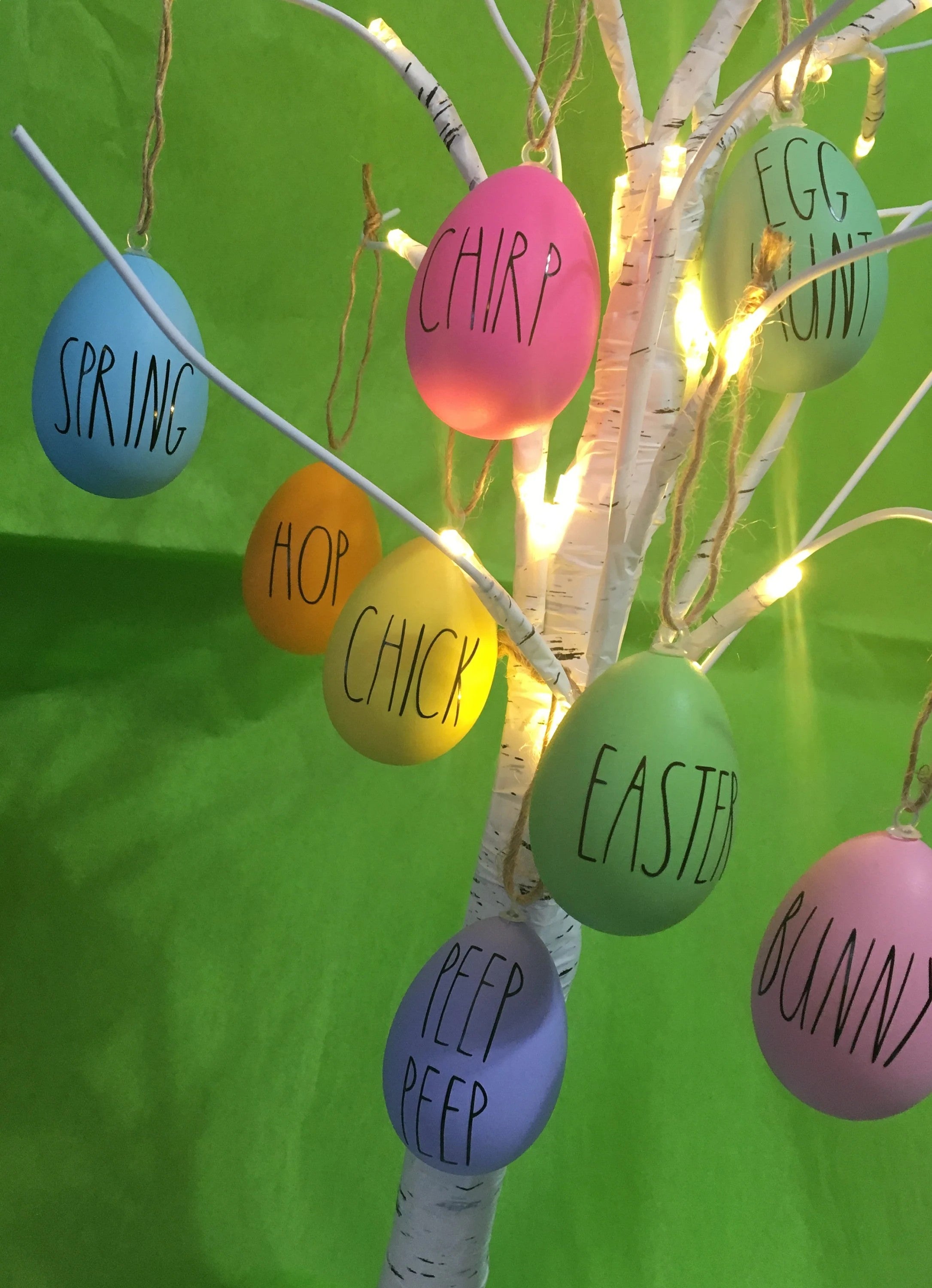 Rae Dunn Inspired Easter Eggs: Farmhouse Spring Decor, Set of 8