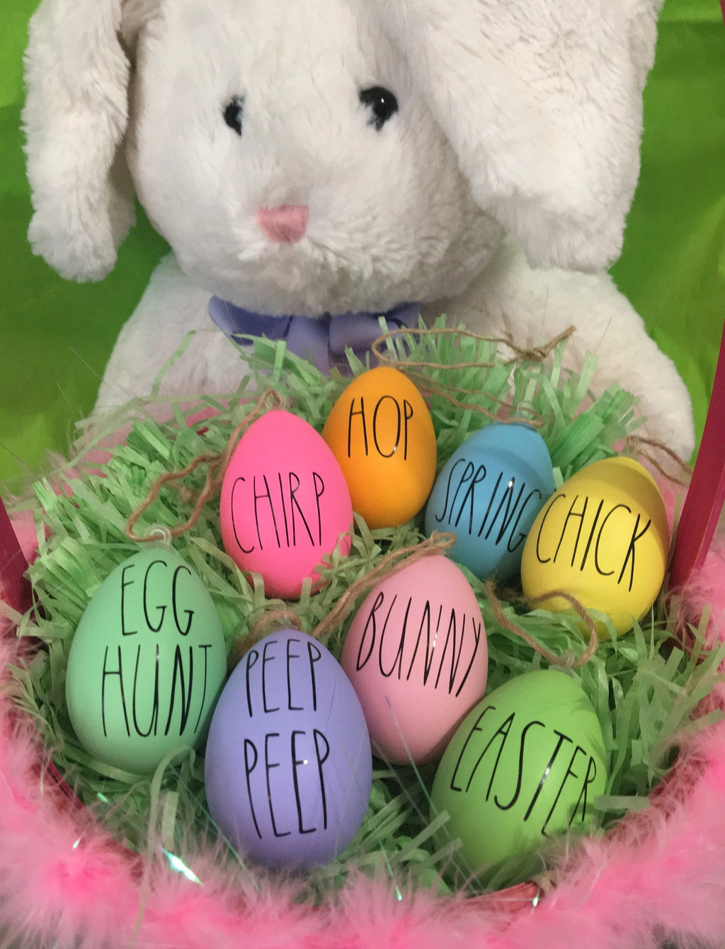 Rae Dunn Inspired Easter Eggs: Farmhouse Spring Decor, Set of 8