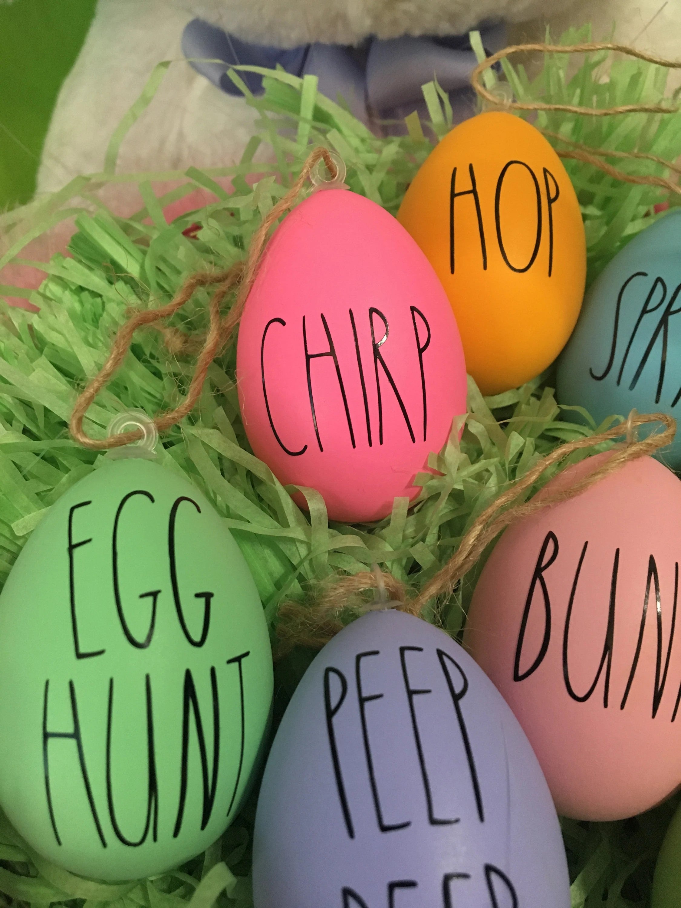 Rae Dunn Inspired Easter Eggs: Farmhouse Spring Decor, Set of 8