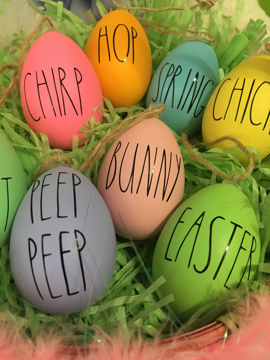 Rae Dunn Inspired Easter Eggs: Farmhouse Spring Decor, Set of 8