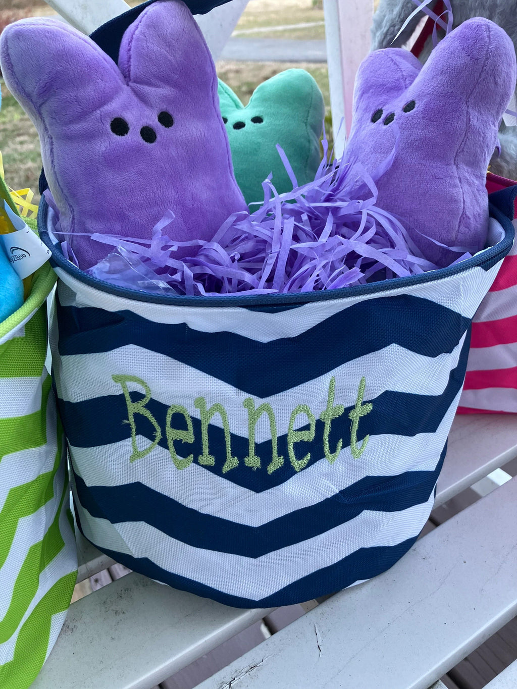 Personalized Easter Basket Bucket: Embroidered Name, Collapsible Tote - Embroidery included