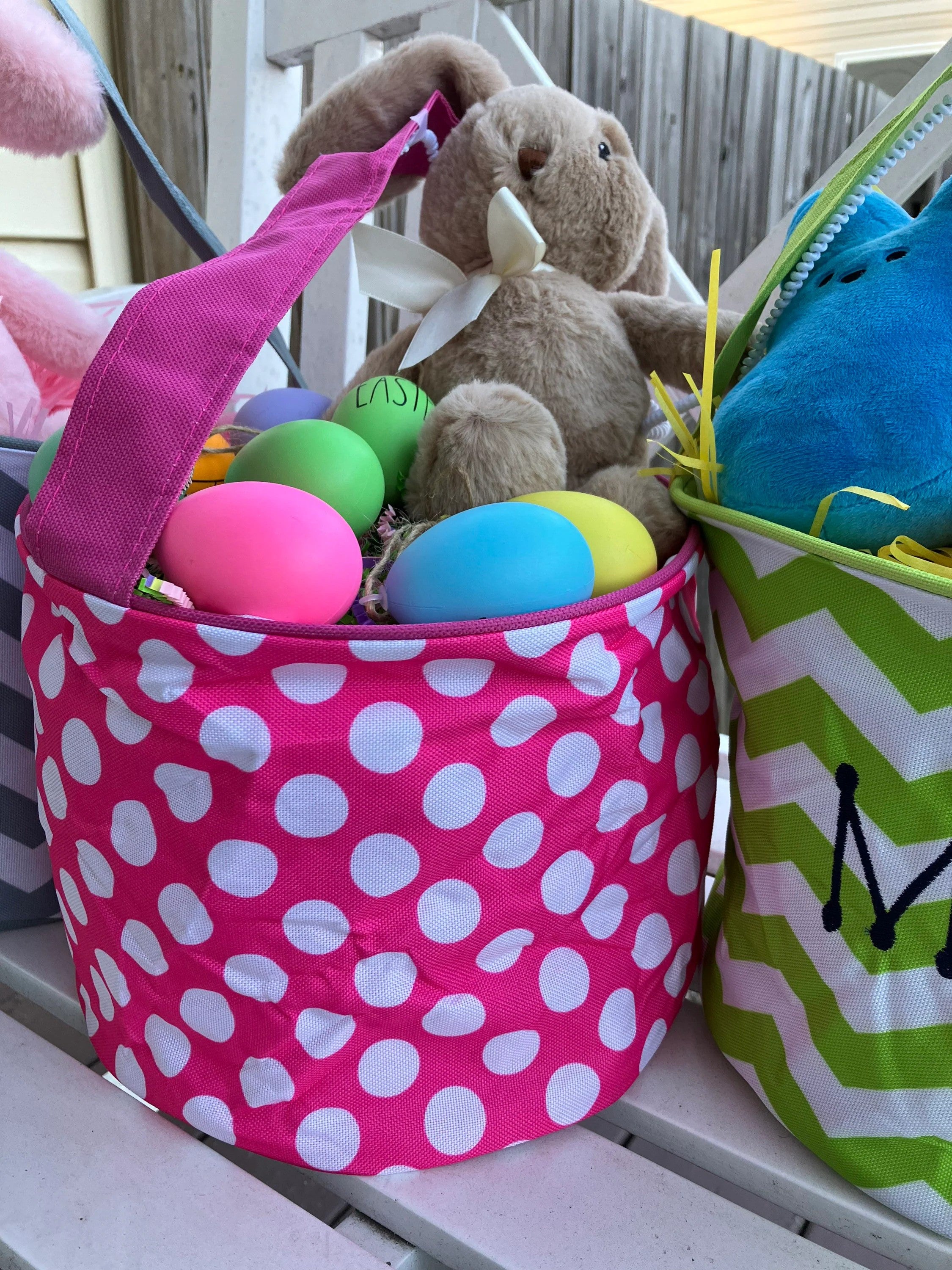 Personalized Easter Basket Bucket: Embroidered Name, Collapsible Tote - Embroidery included